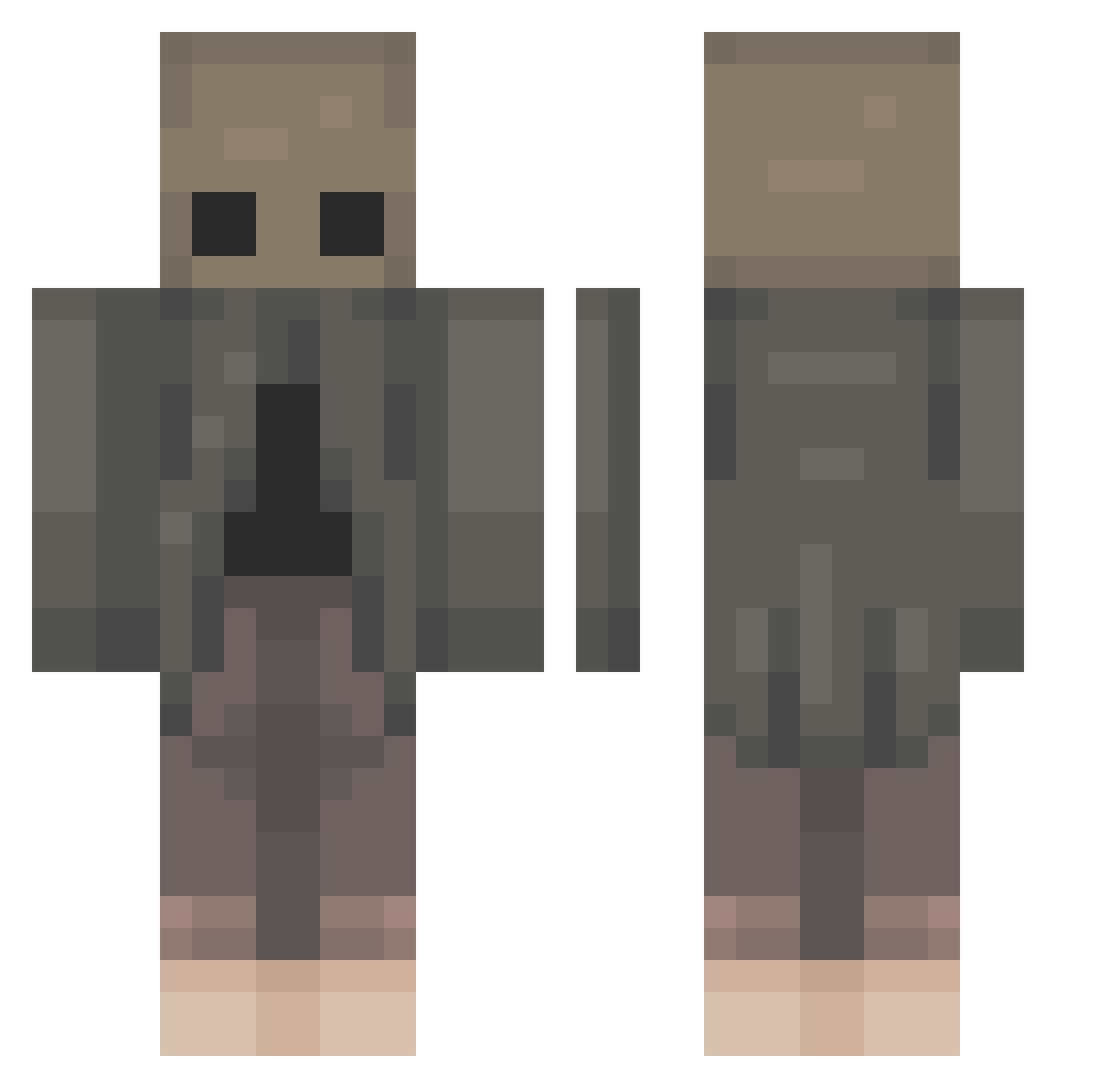 Outscape Minecraft skin, front and back view
