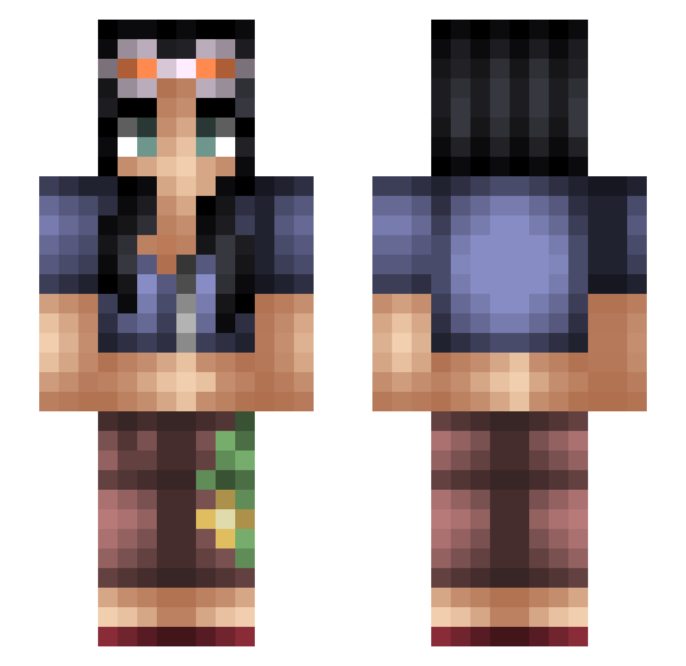 nozf Minecraft skin, front and back view