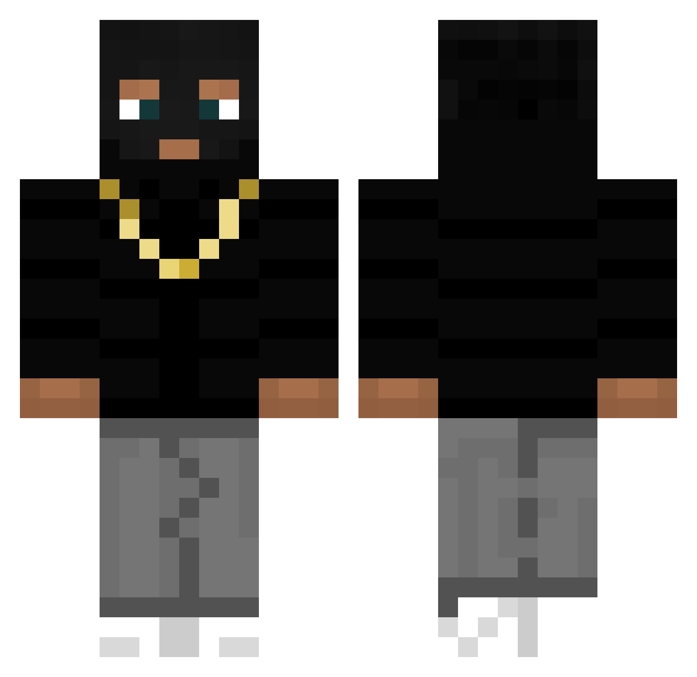 GANGMEMBERSALES Minecraft skin, front and back view