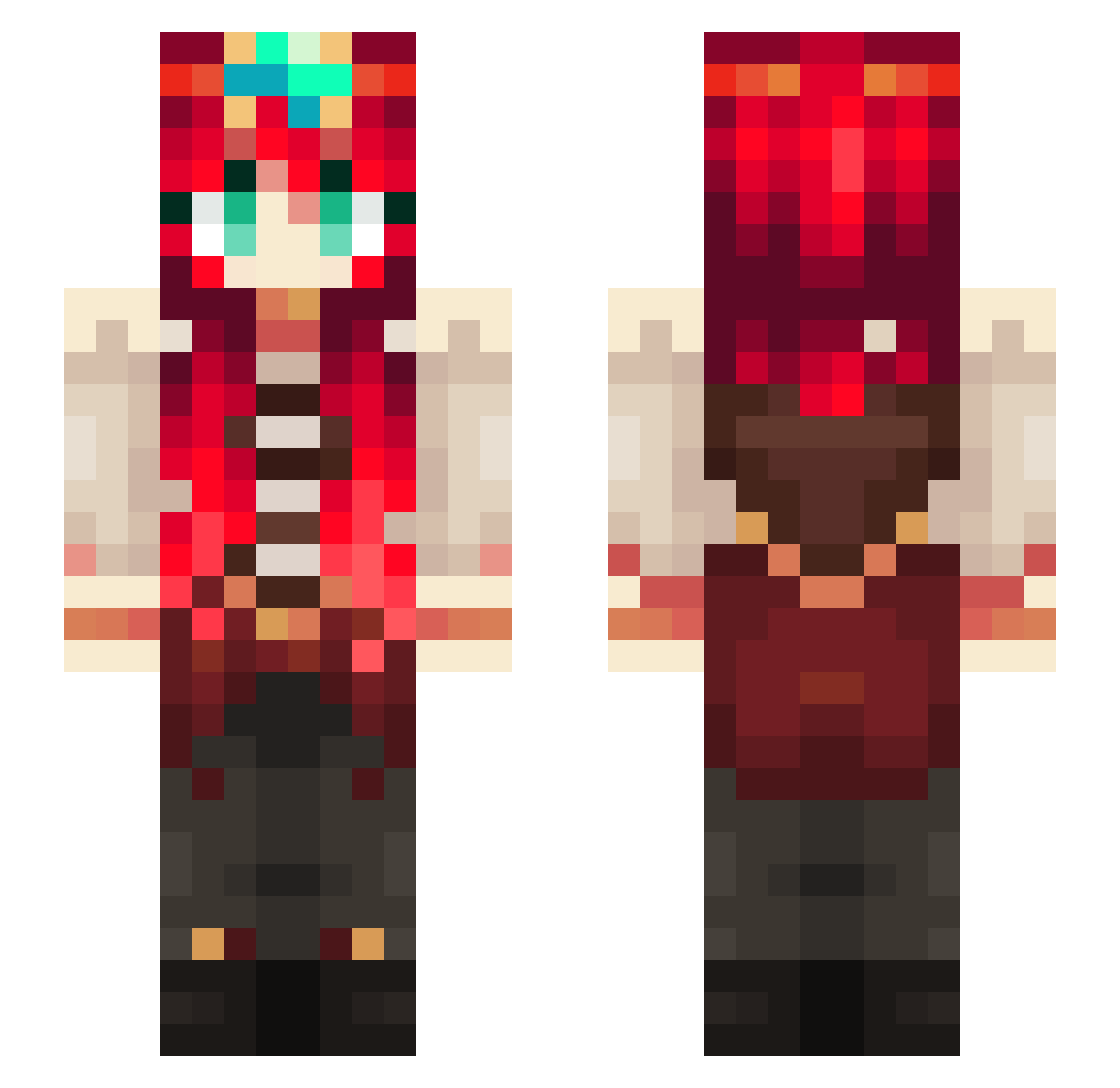 ypyae Minecraft skin, front and back view