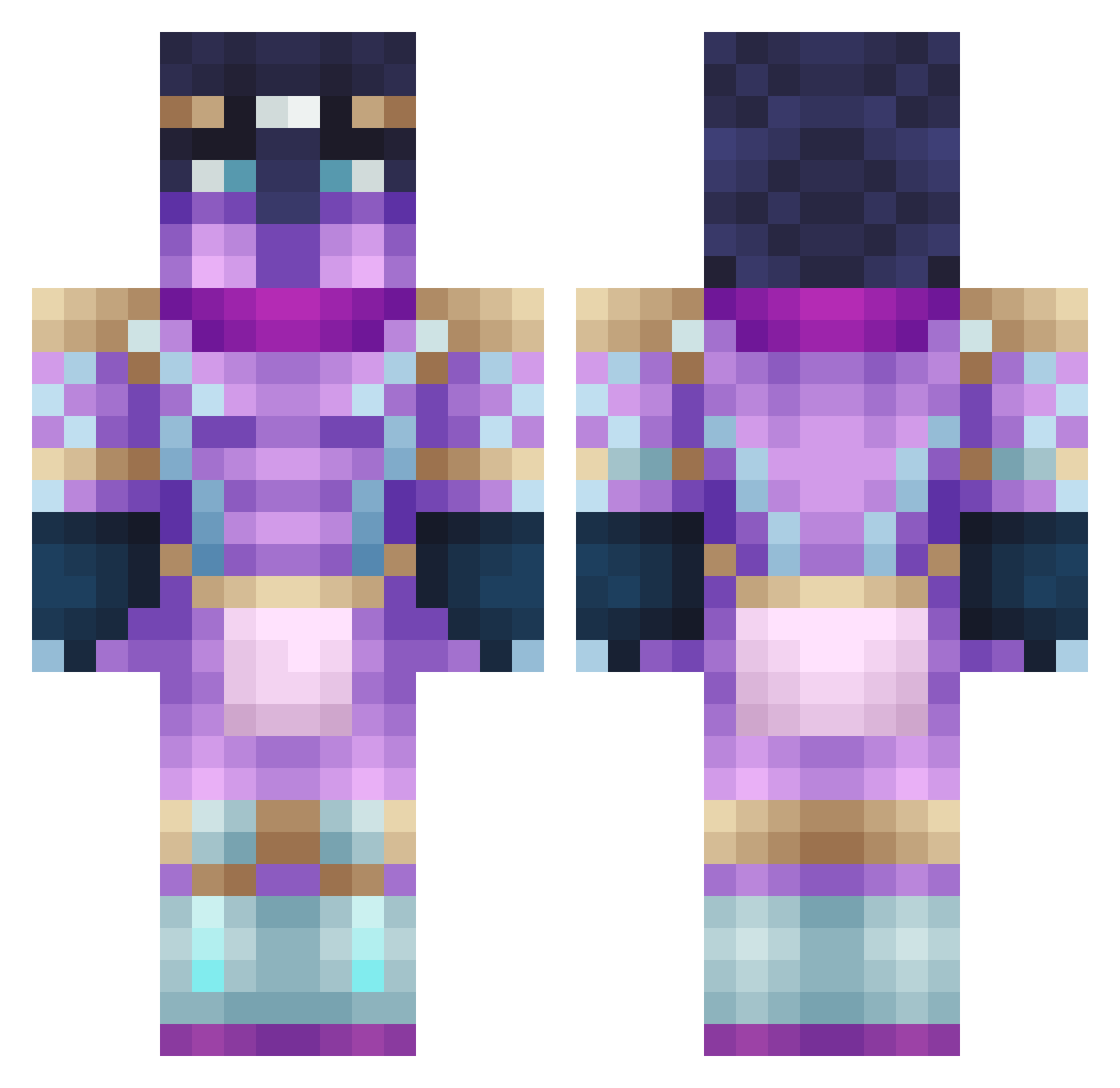 Iitmuss Minecraft skin, front and back view