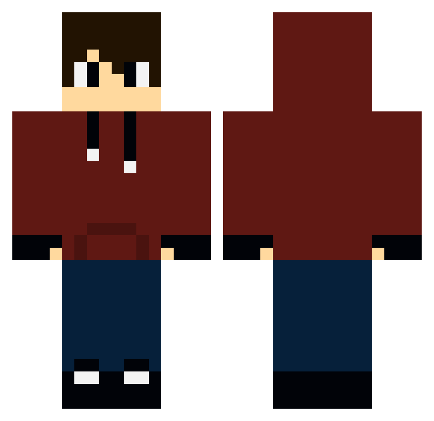 Shaznam Minecraft skin, front and back view