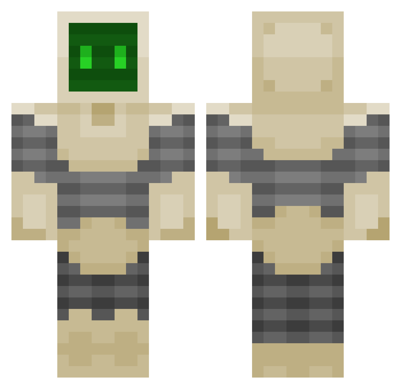 JumpingPaybot Minecraft skin, front and back view