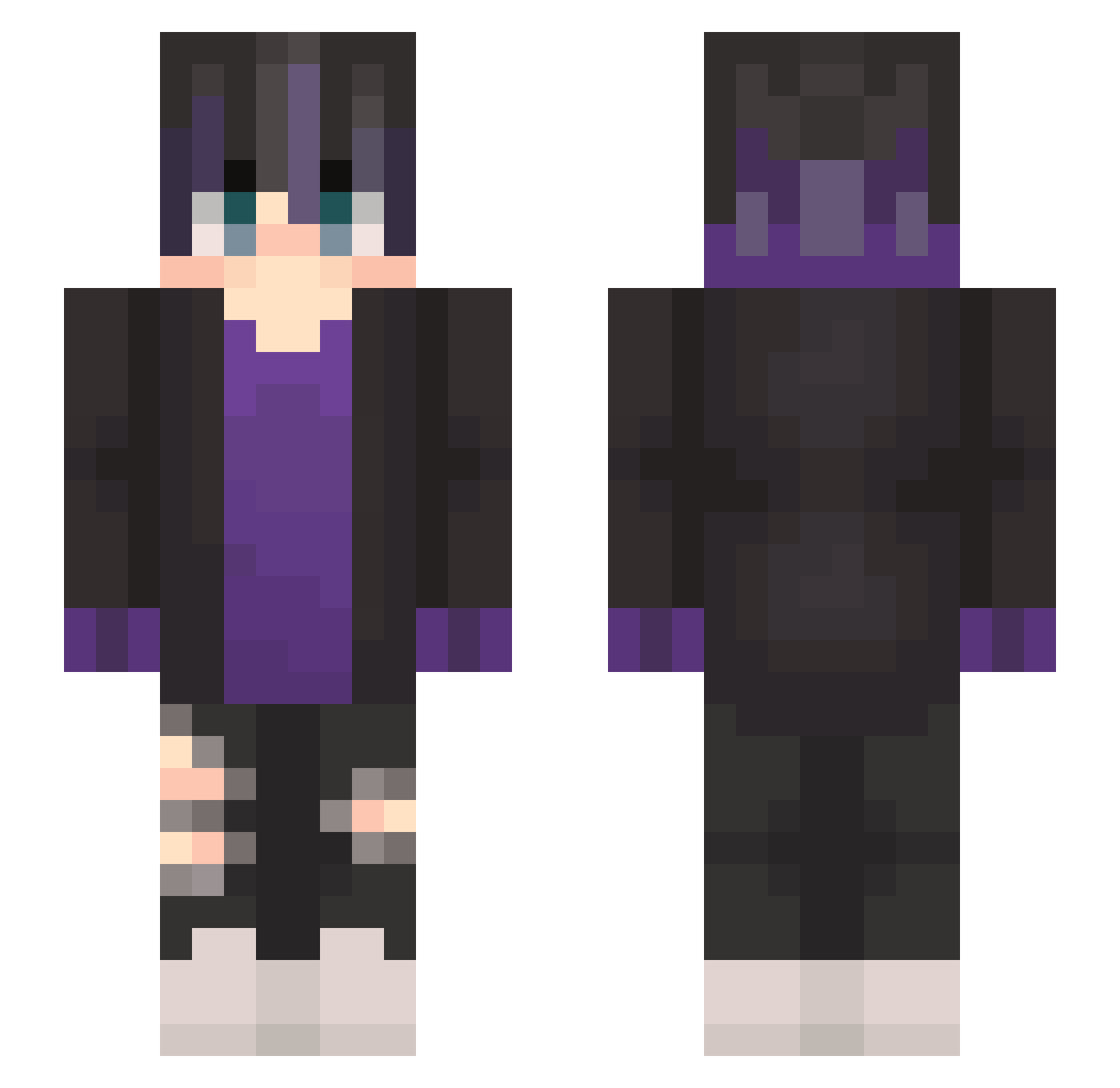 Unpurchased Minecraft skin, front and back view