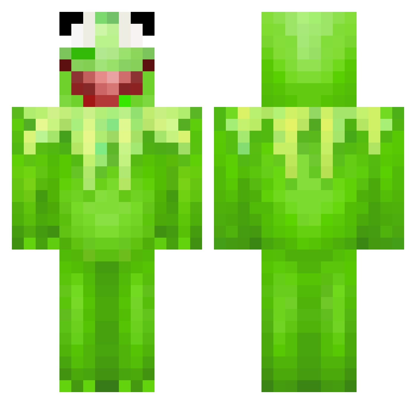 GreenDieno Minecraft skin, front and back view
