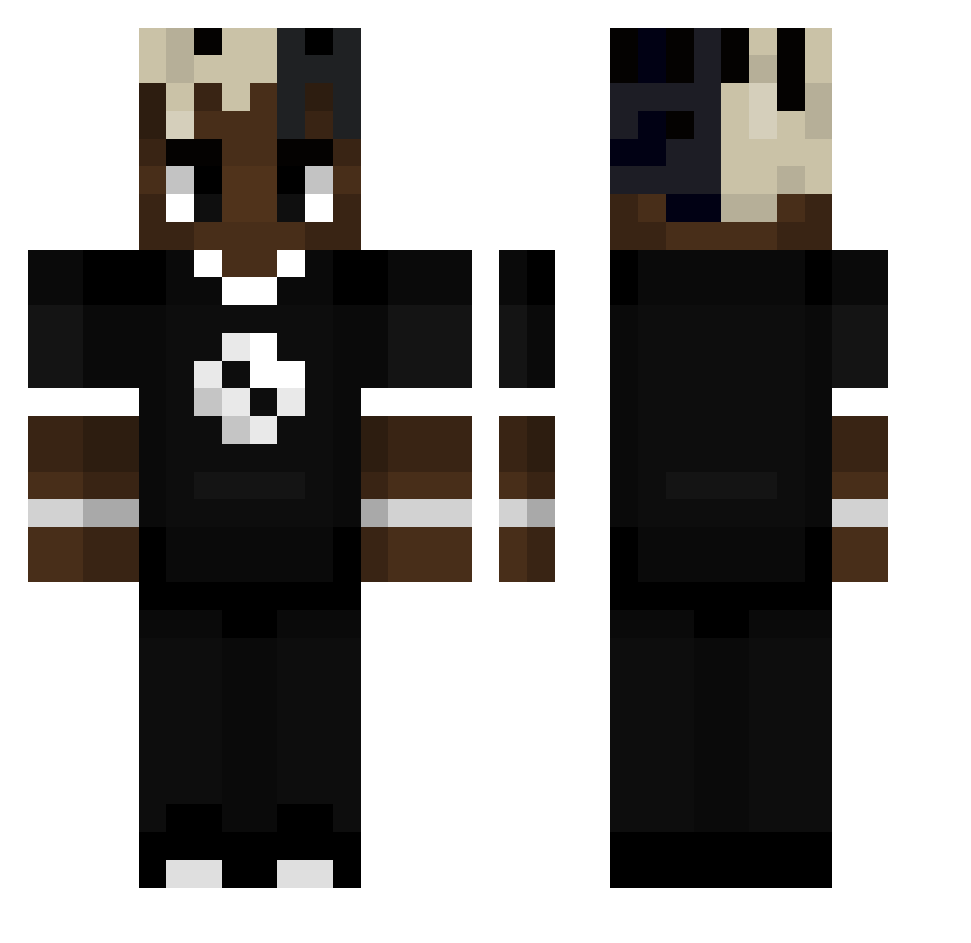 V2RShadows Minecraft skin, front and back view