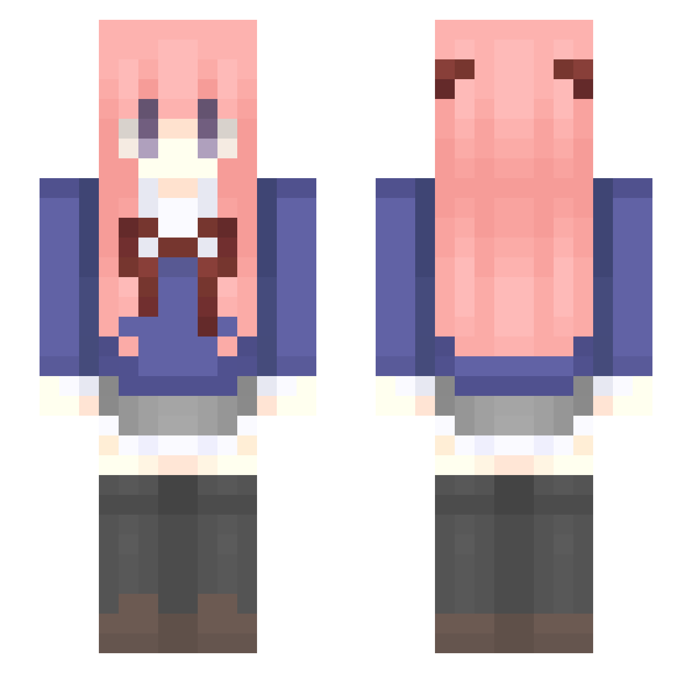Bird Minecraft skin, front and back view