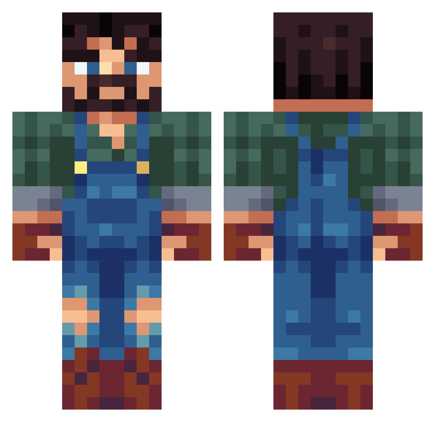 Shogun_exe Minecraft skin, front and back view