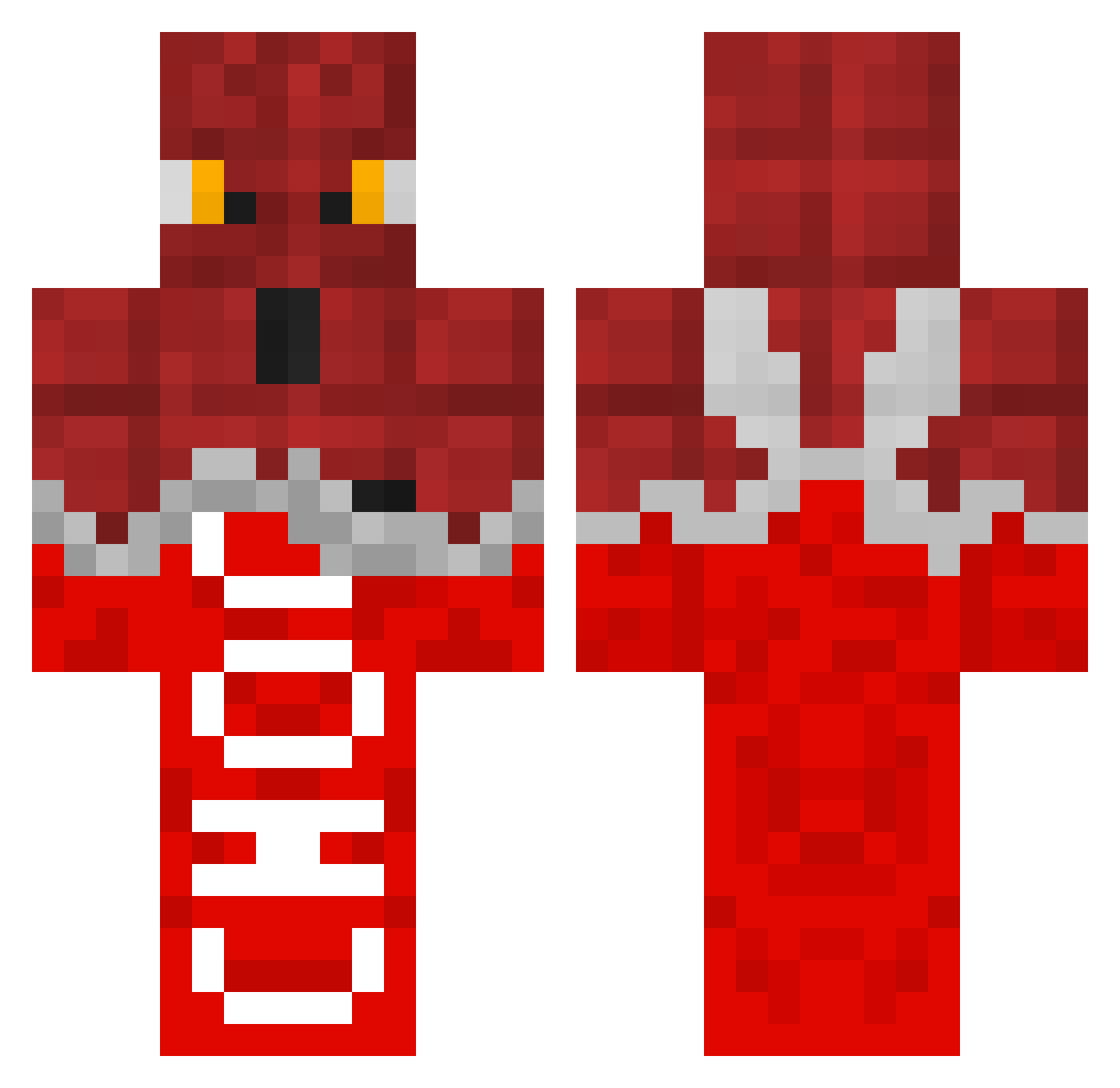 Finlack Minecraft skin, front and back view