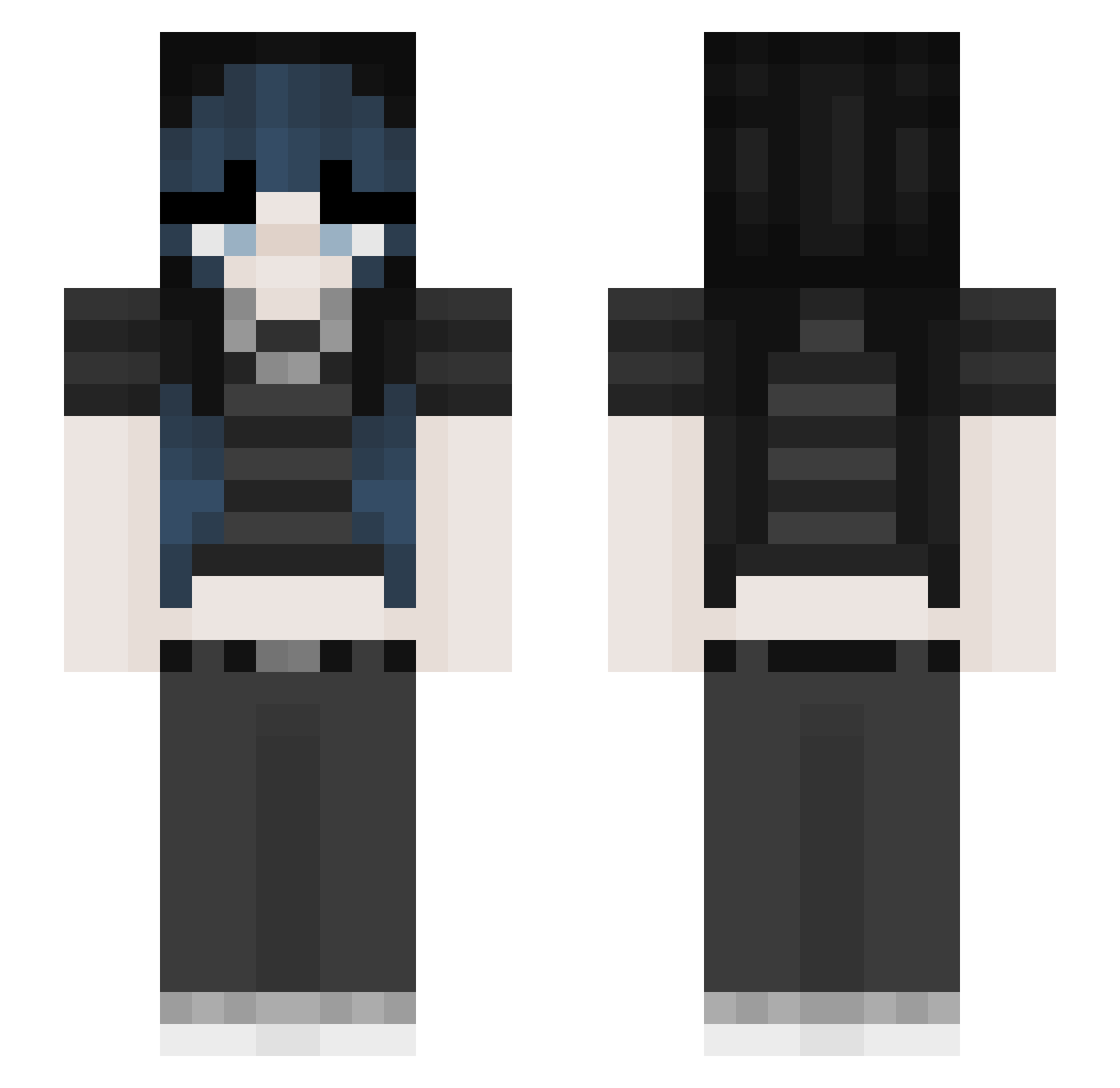 wojakkk Minecraft skin, front and back view