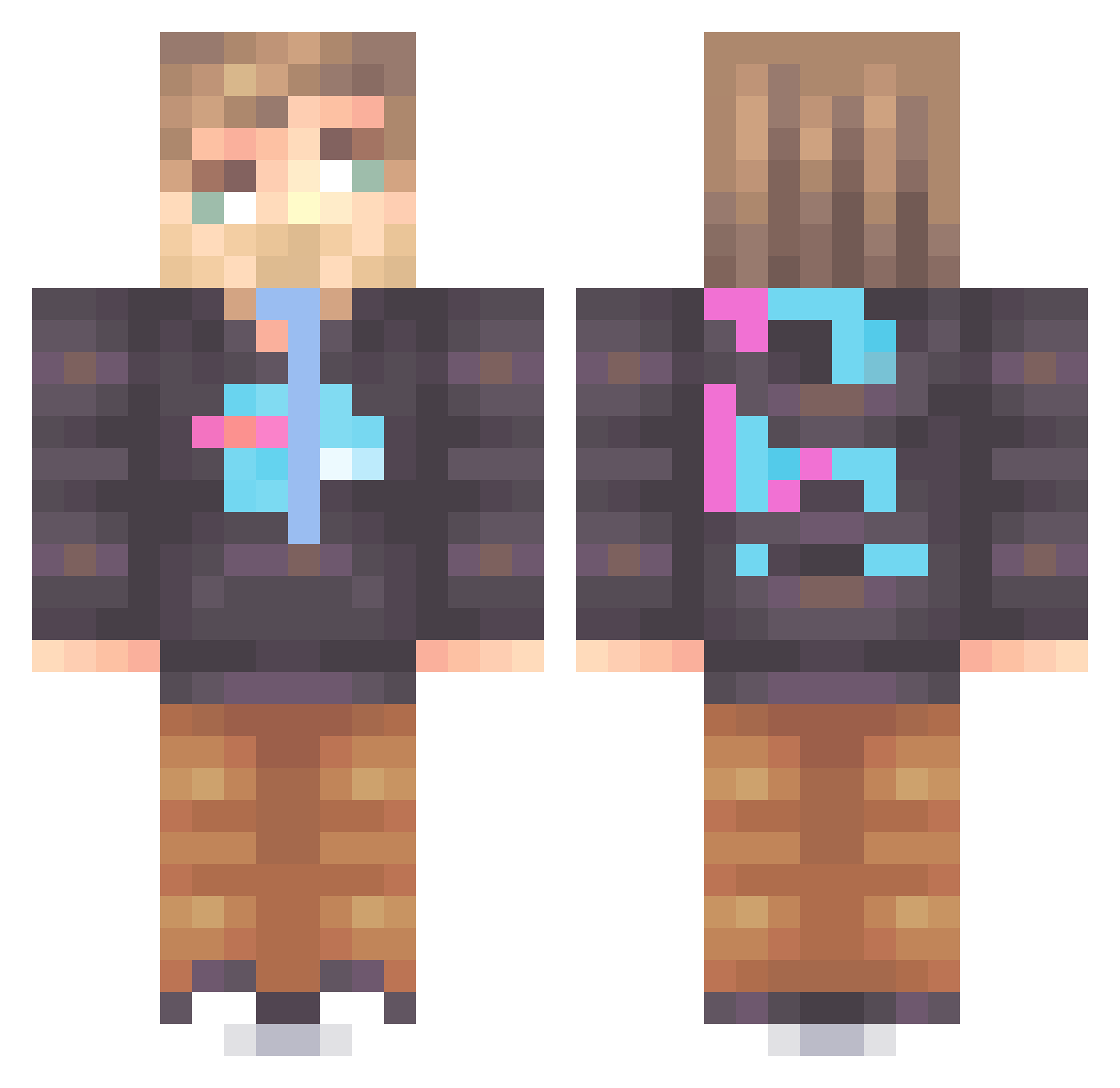 Mrbreast_gaming Minecraft skin, front and back view