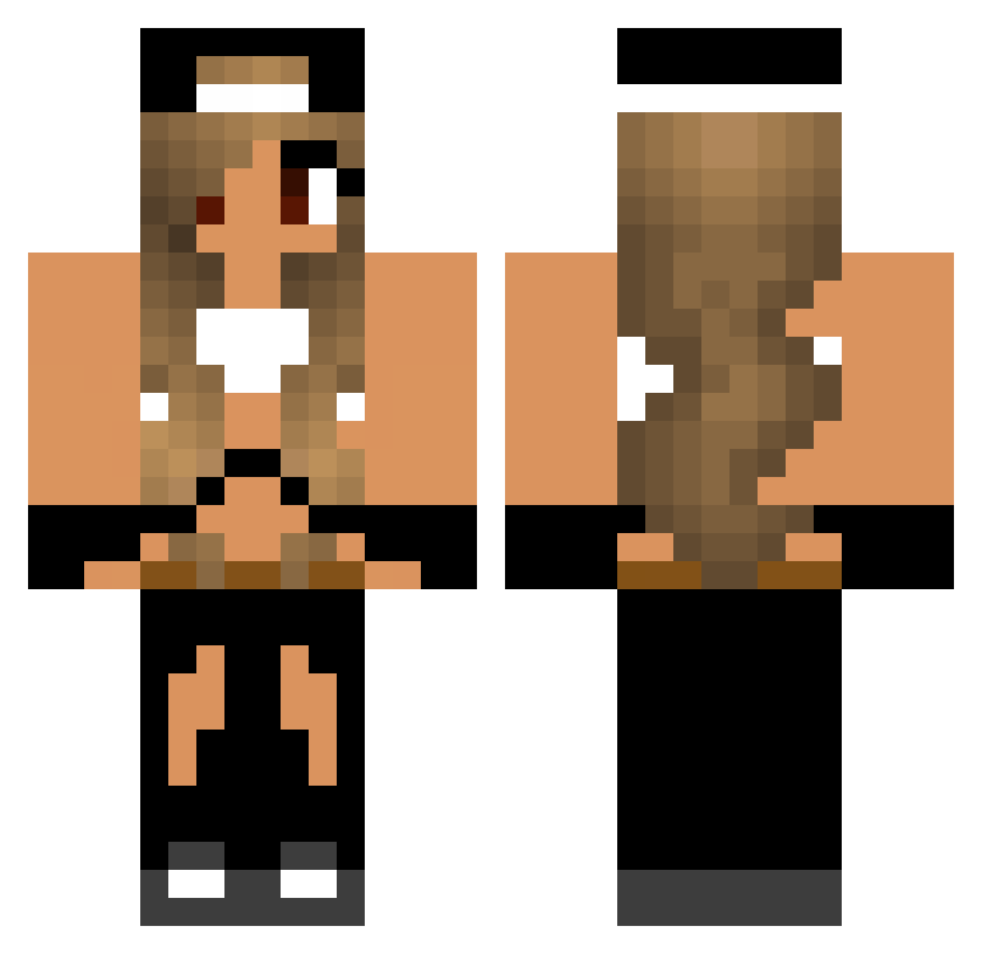 Shotless Minecraft skin, front and back view