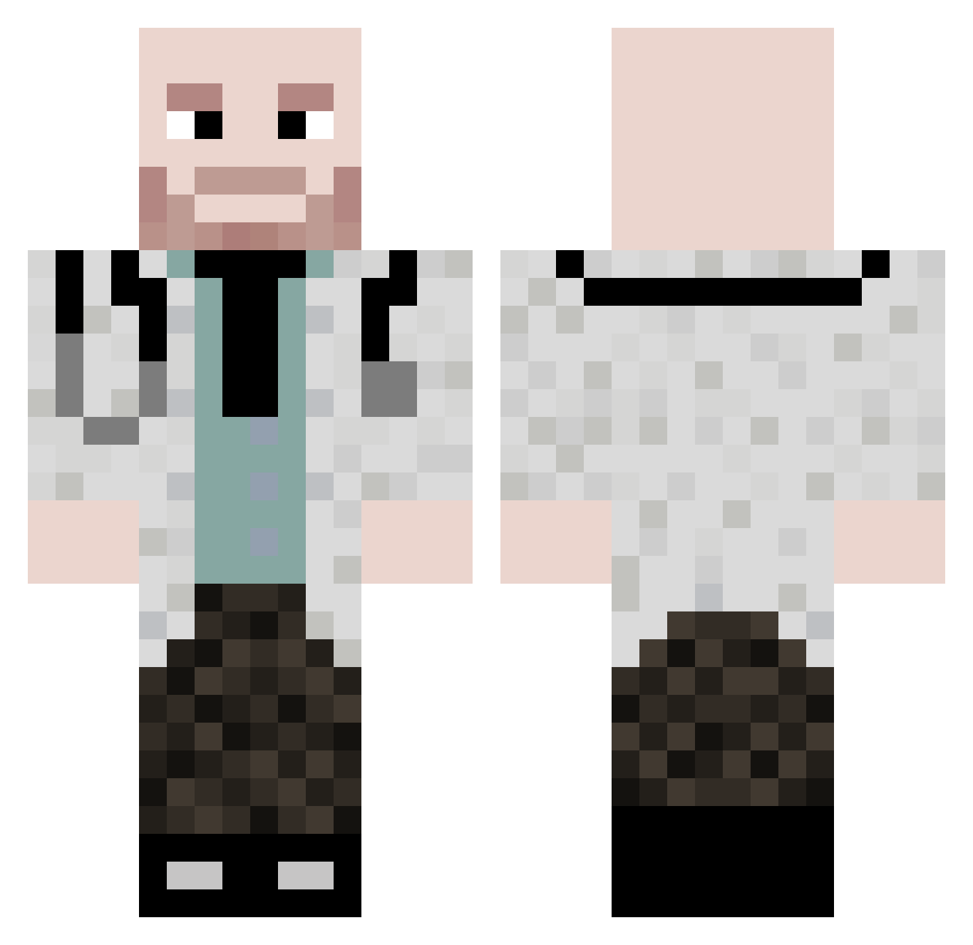 Calezone Minecraft skin, front and back view
