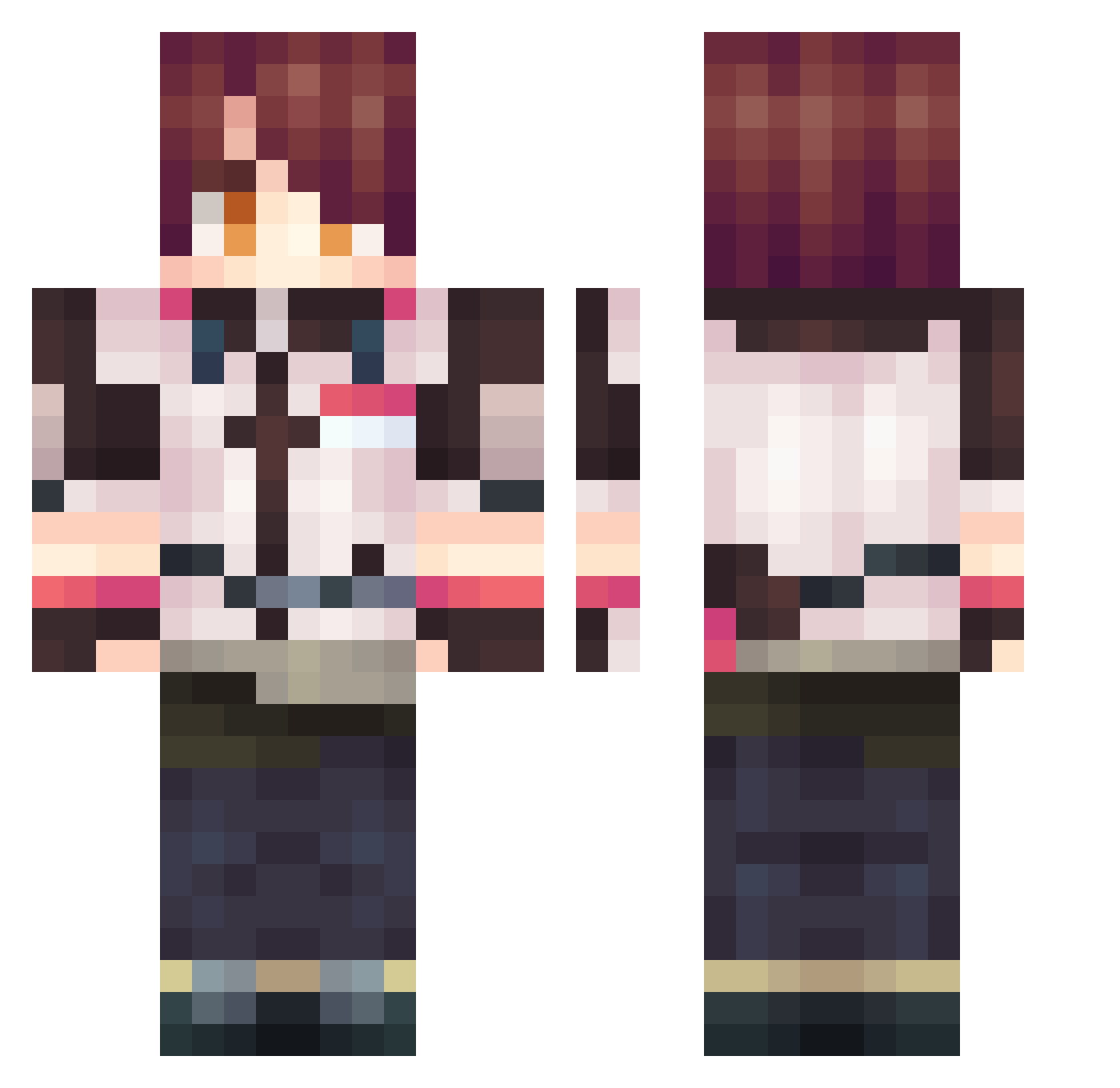 kk220 Minecraft skin, front and back view
