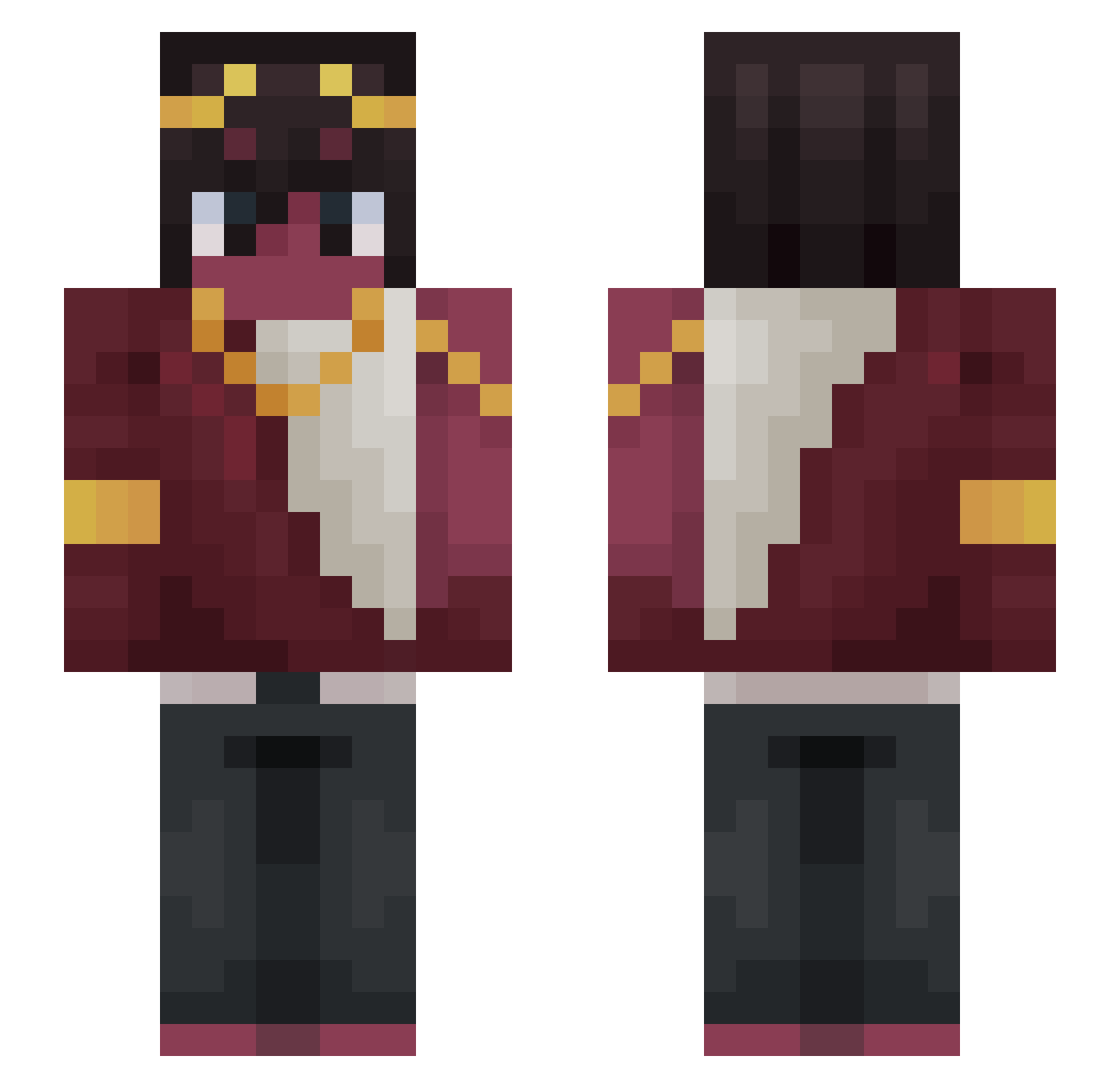 straluffy Minecraft skin, front and back view