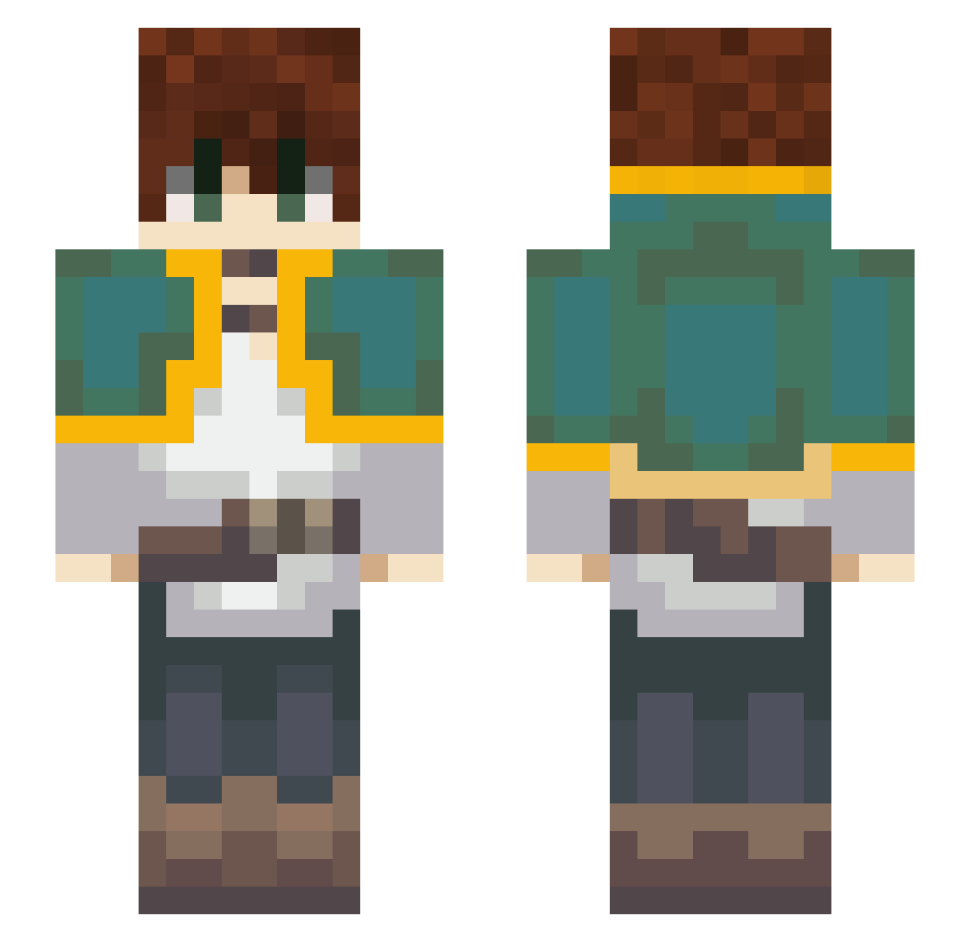 Redoublement Minecraft skin, front and back view