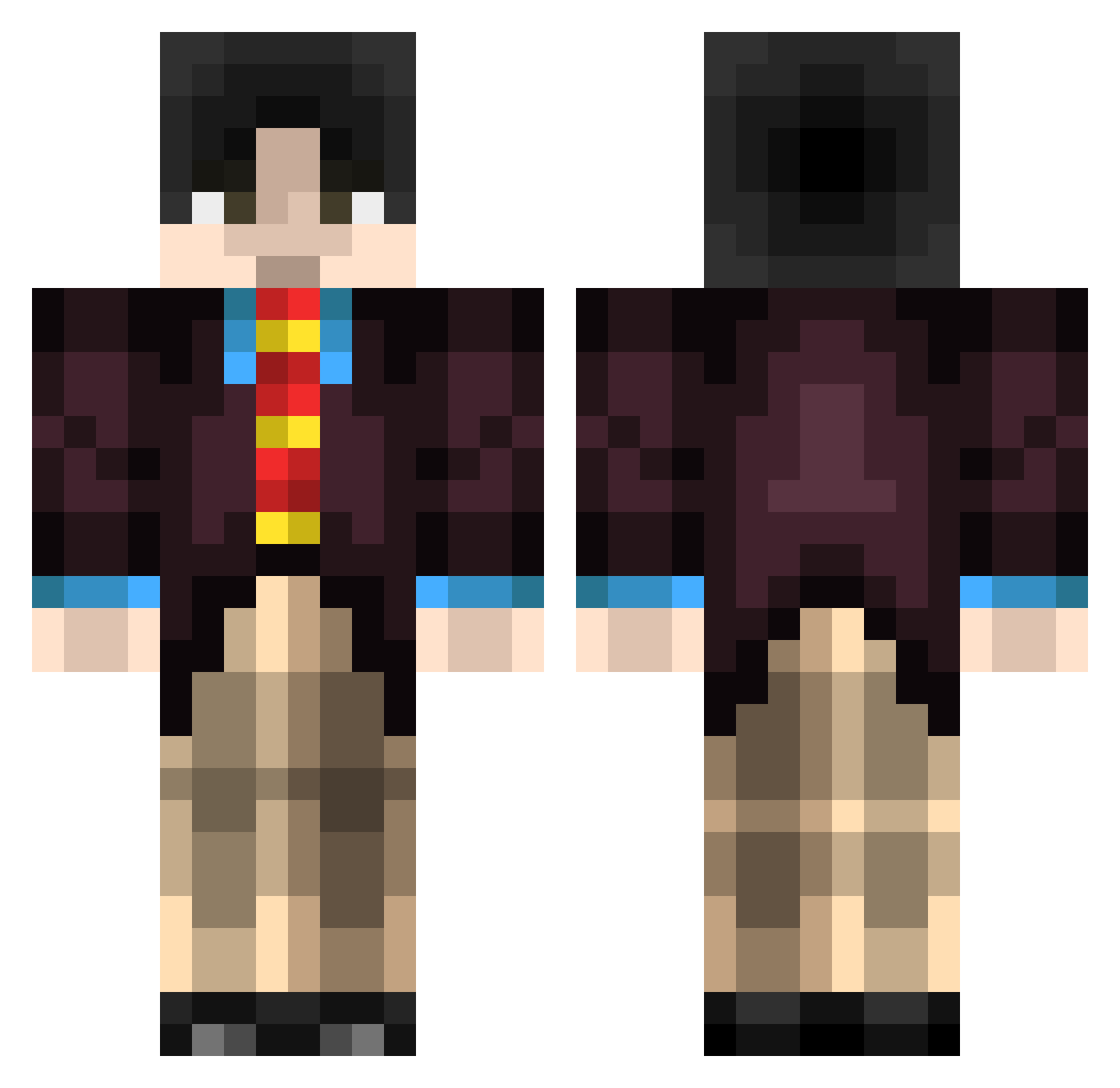 Plast3k Minecraft skin, front and back view