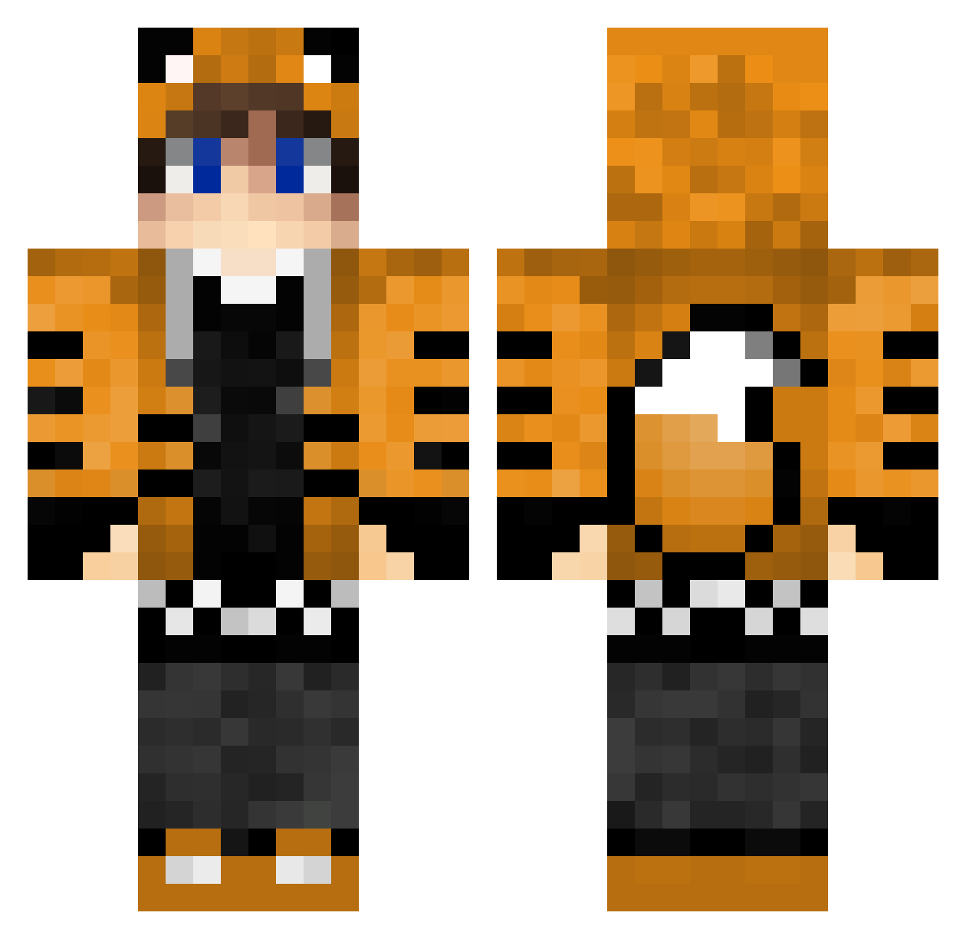 Tygrys_kot Minecraft skin, front and back view