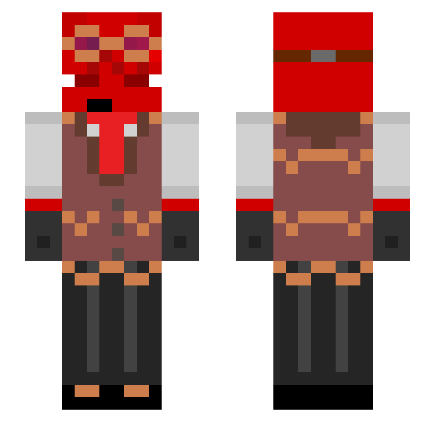 Beelzebean7 Minecraft skin, front and back view