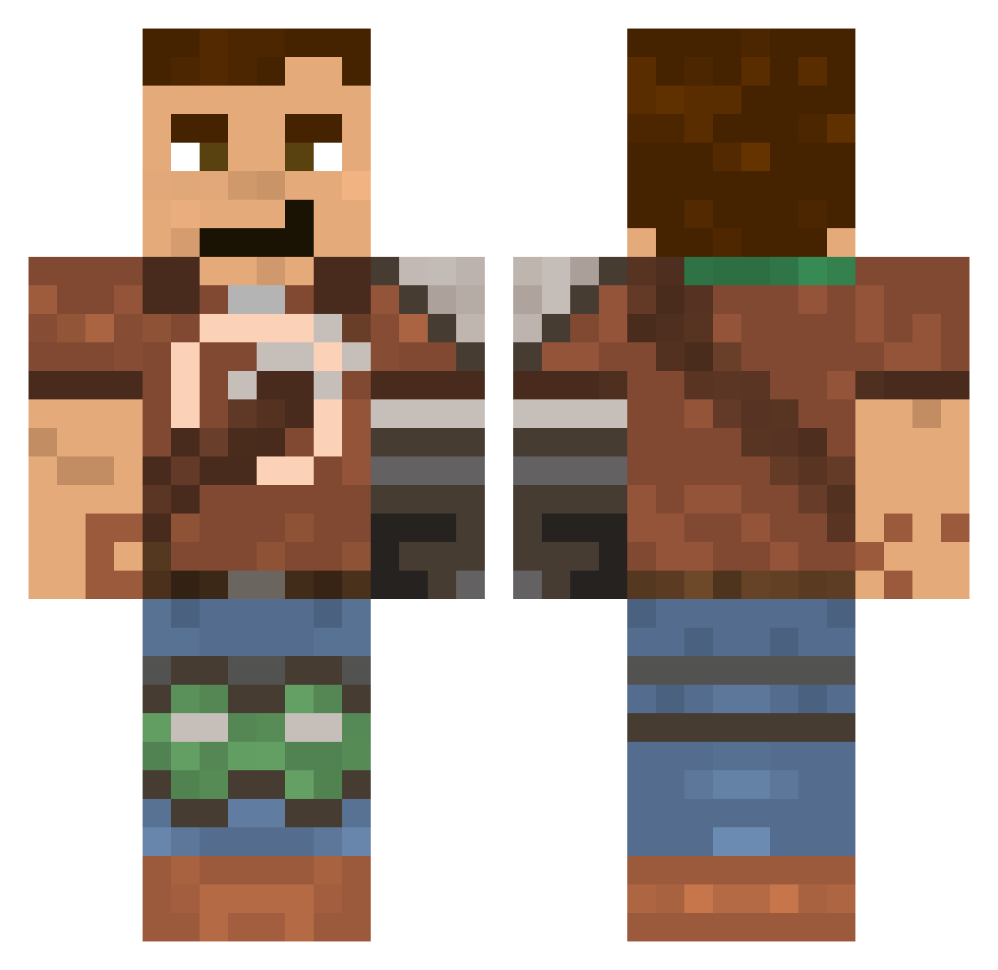 Mat5x Minecraft skin, front and back view
