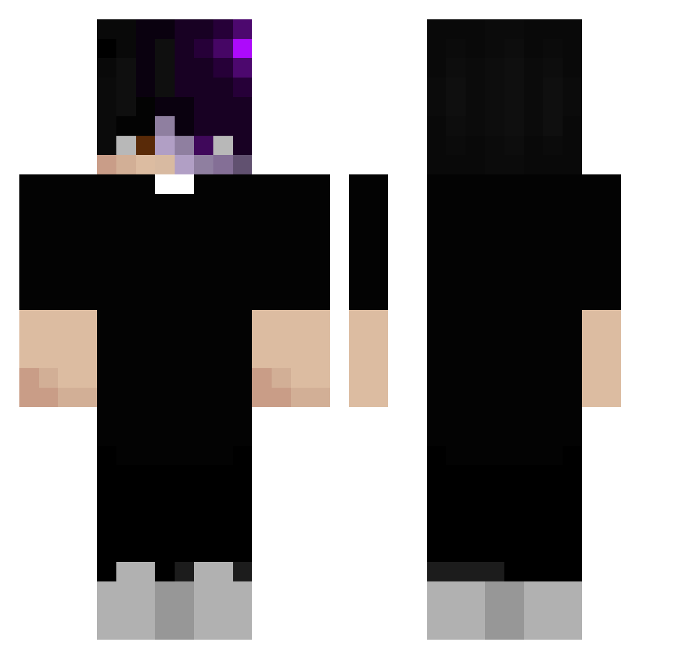 aymzertyx Minecraft skin, front and back view