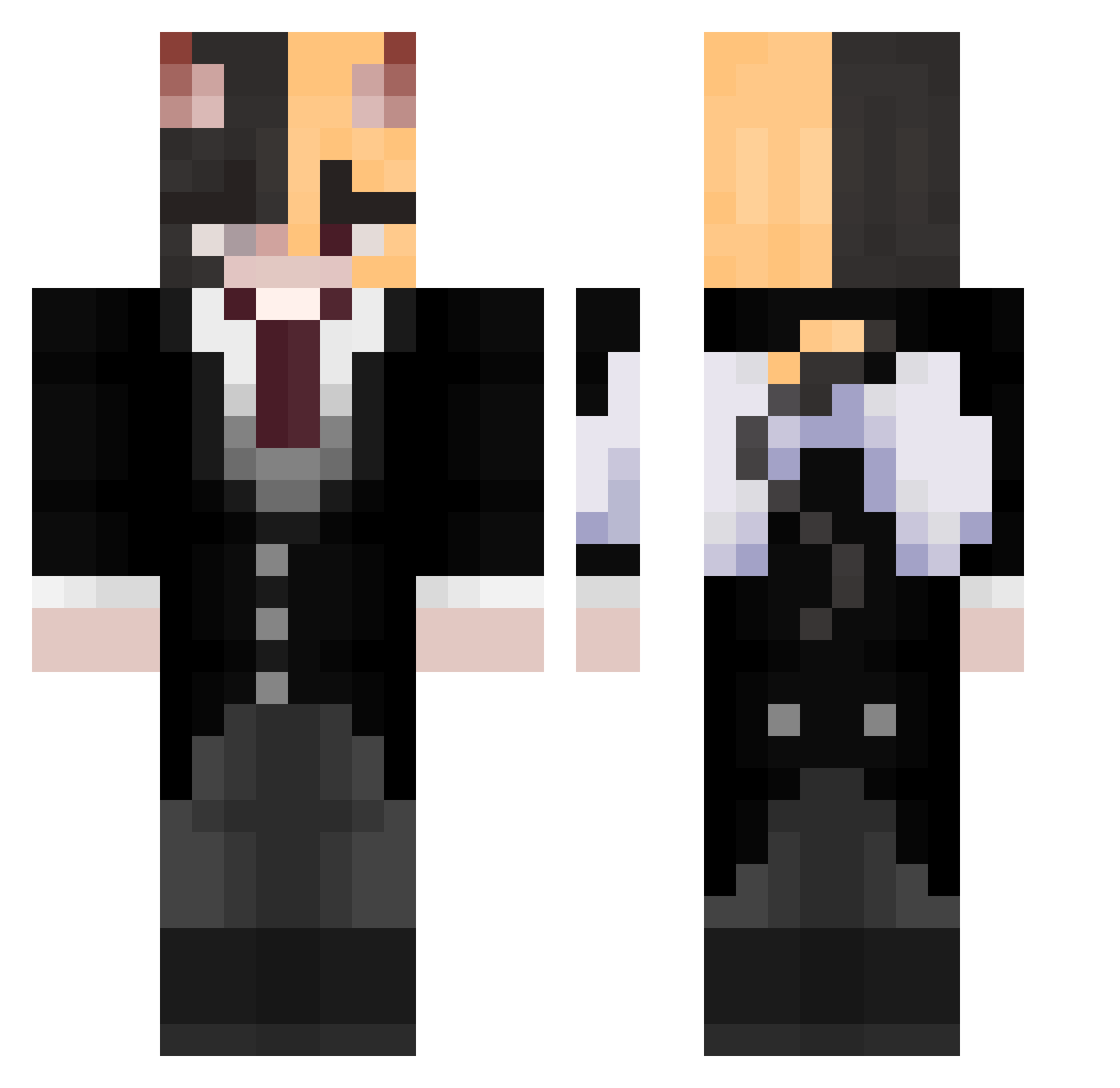 xinsojae Minecraft skin, front and back view