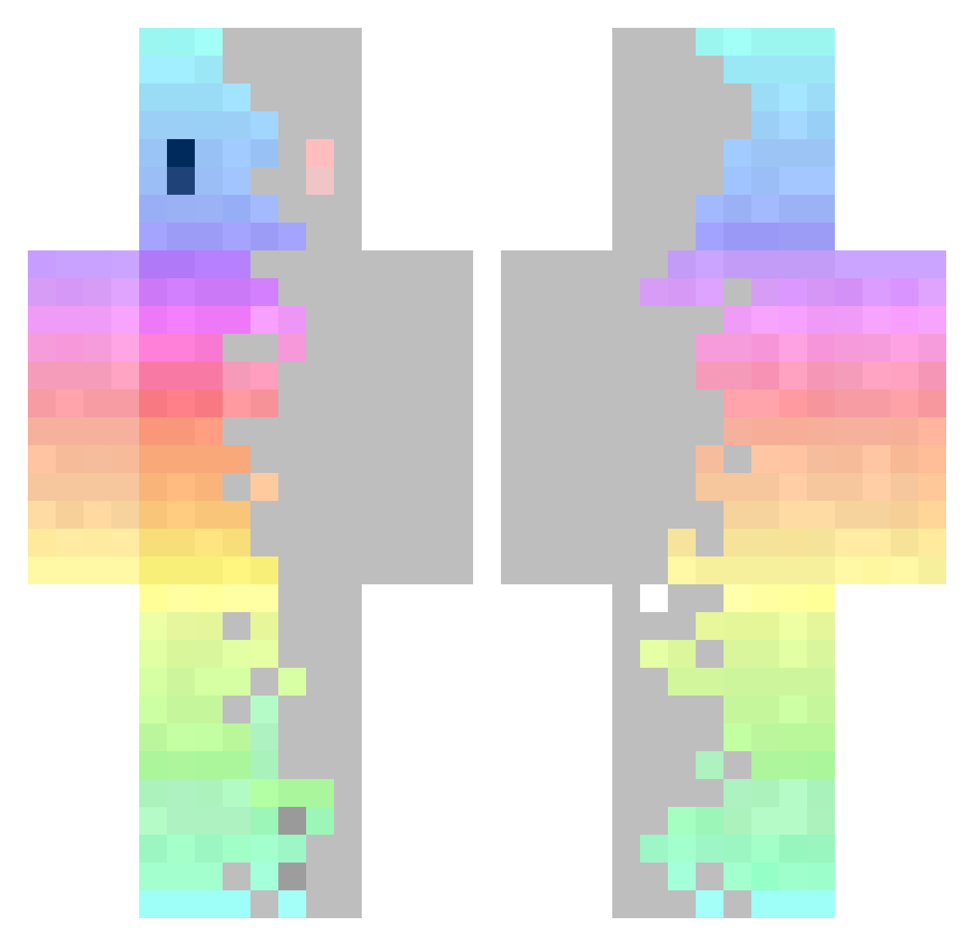 theine Minecraft skin, front and back view