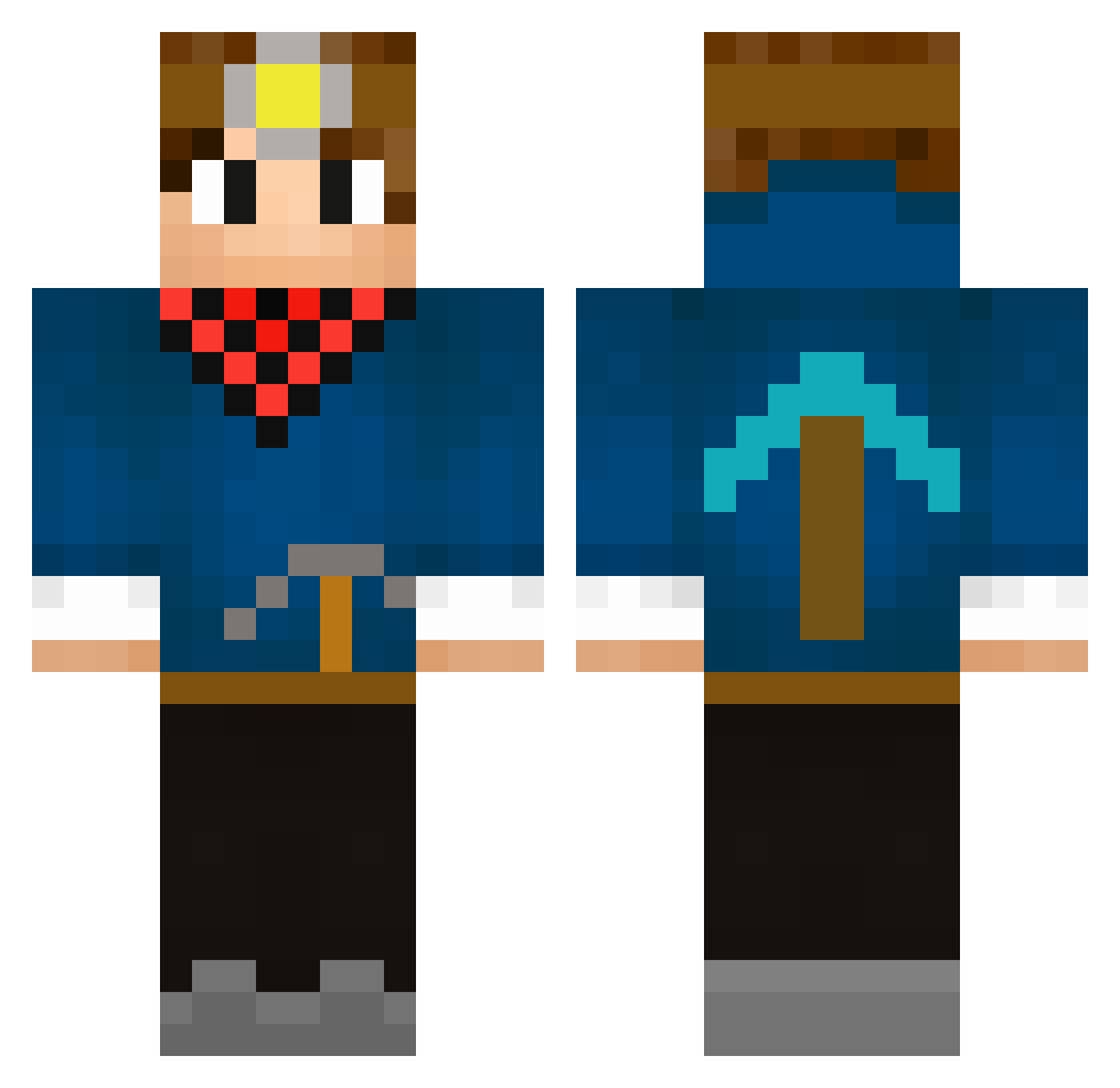 Hexahedral Minecraft skin, front and back view