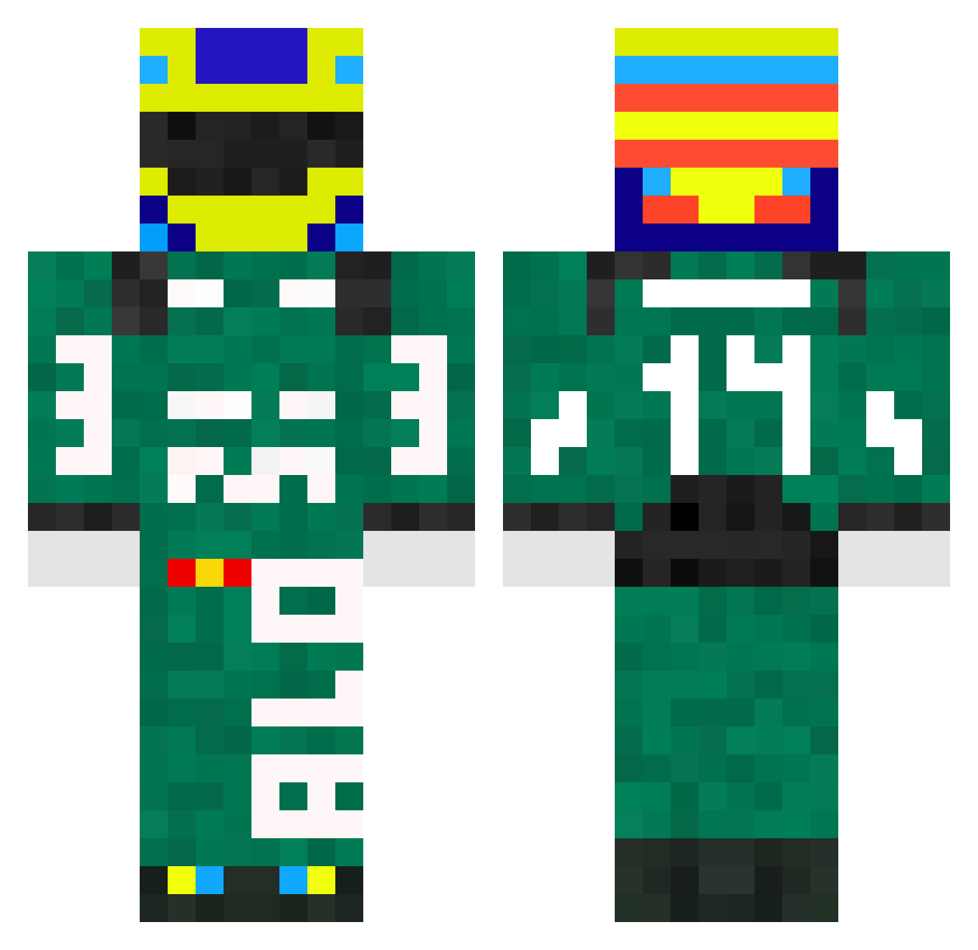 focusngl Minecraft skin, front and back view