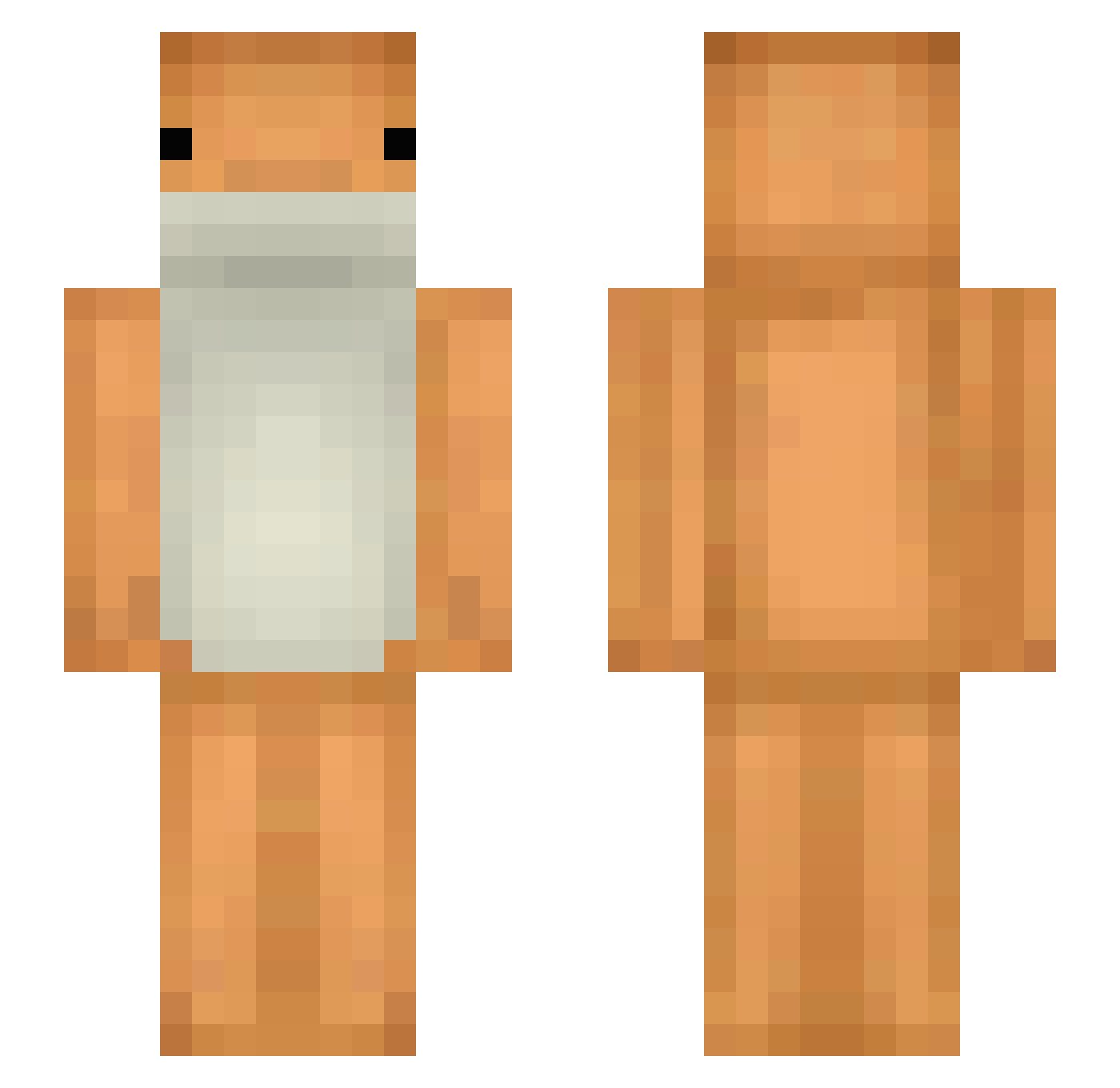 HypeUp Minecraft skin, front and back view
