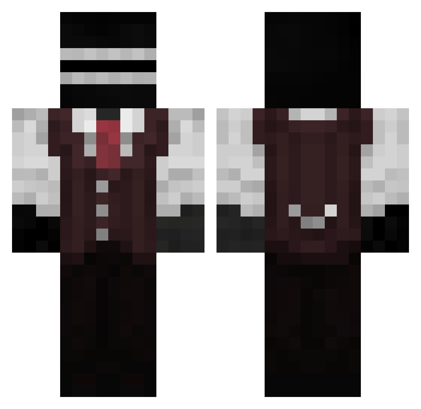 YokelX Minecraft skin, front and back view