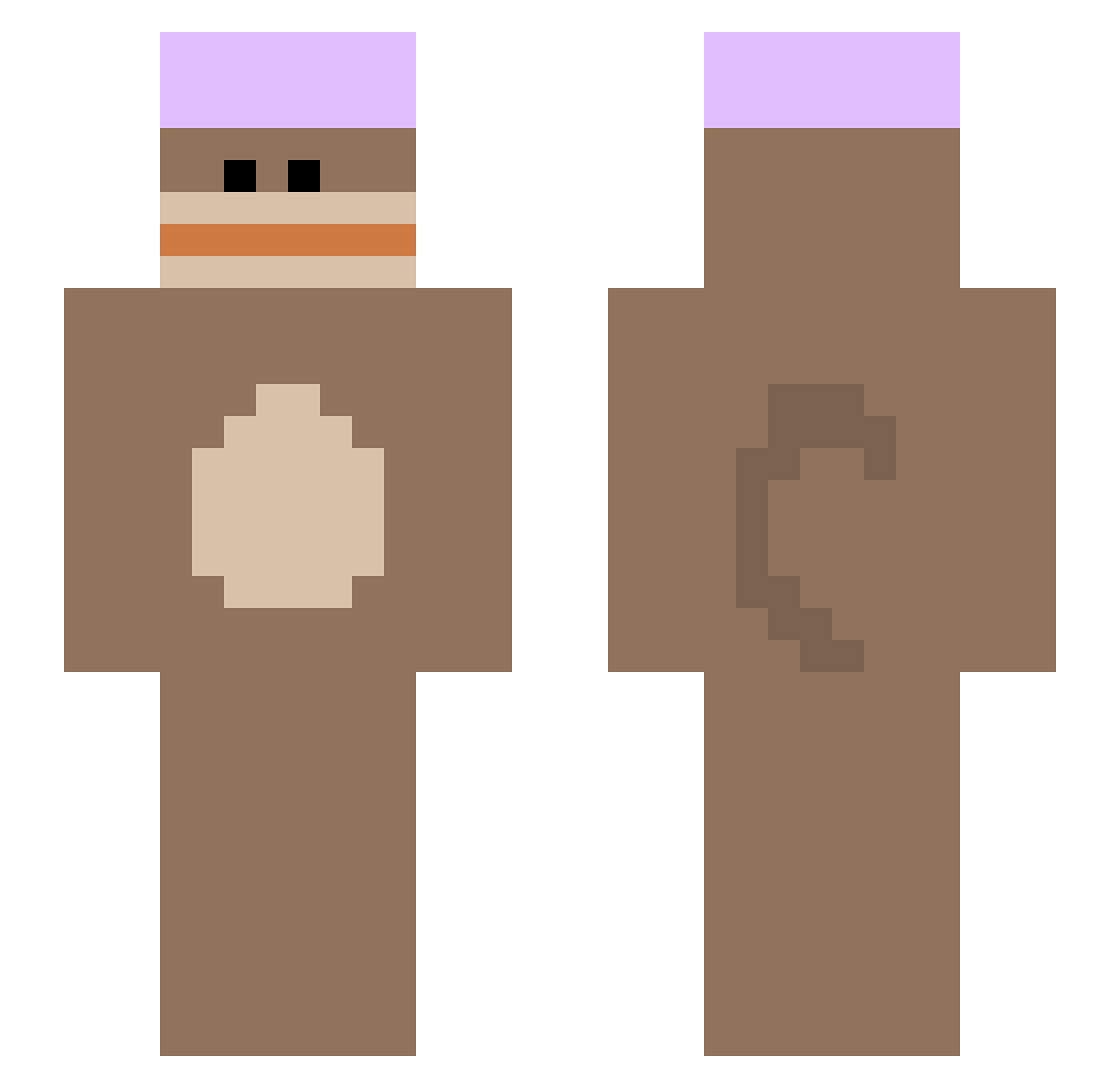 MisterAmongus Minecraft skin, front and back view