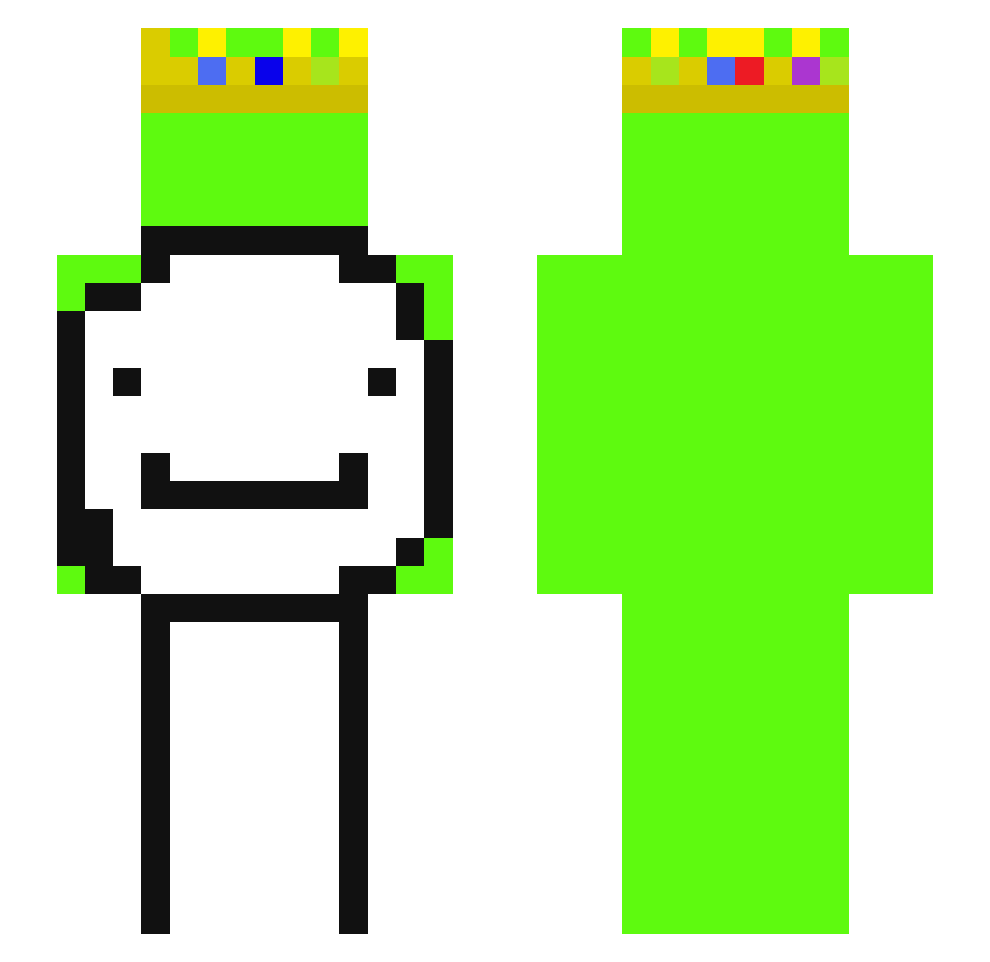 ItzFakeDream Minecraft skin, front and back view