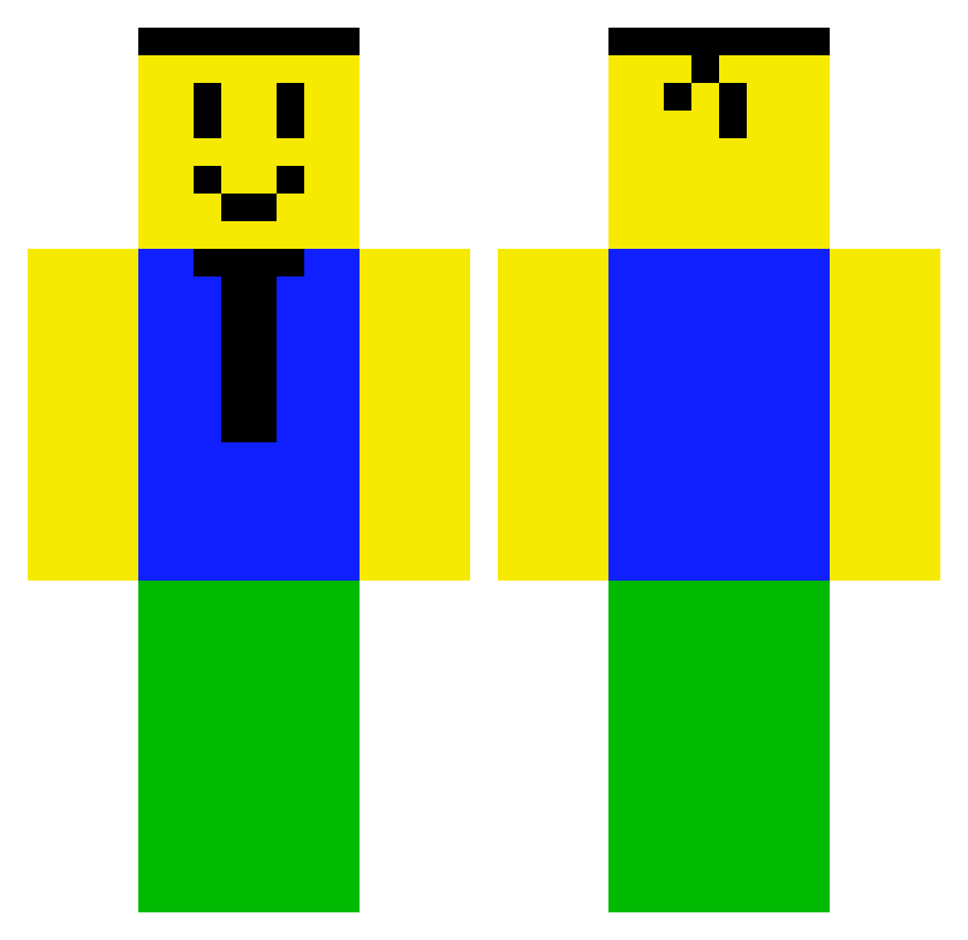 Seirtel Minecraft skin, front and back view