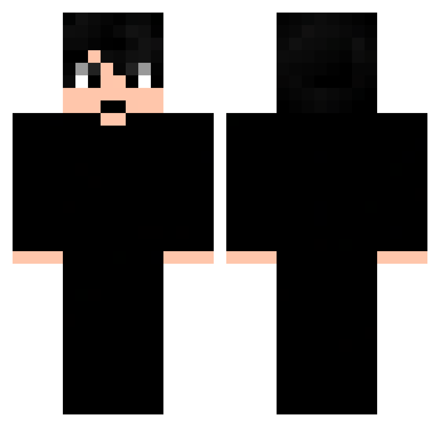 Haartless Minecraft skin, front and back view