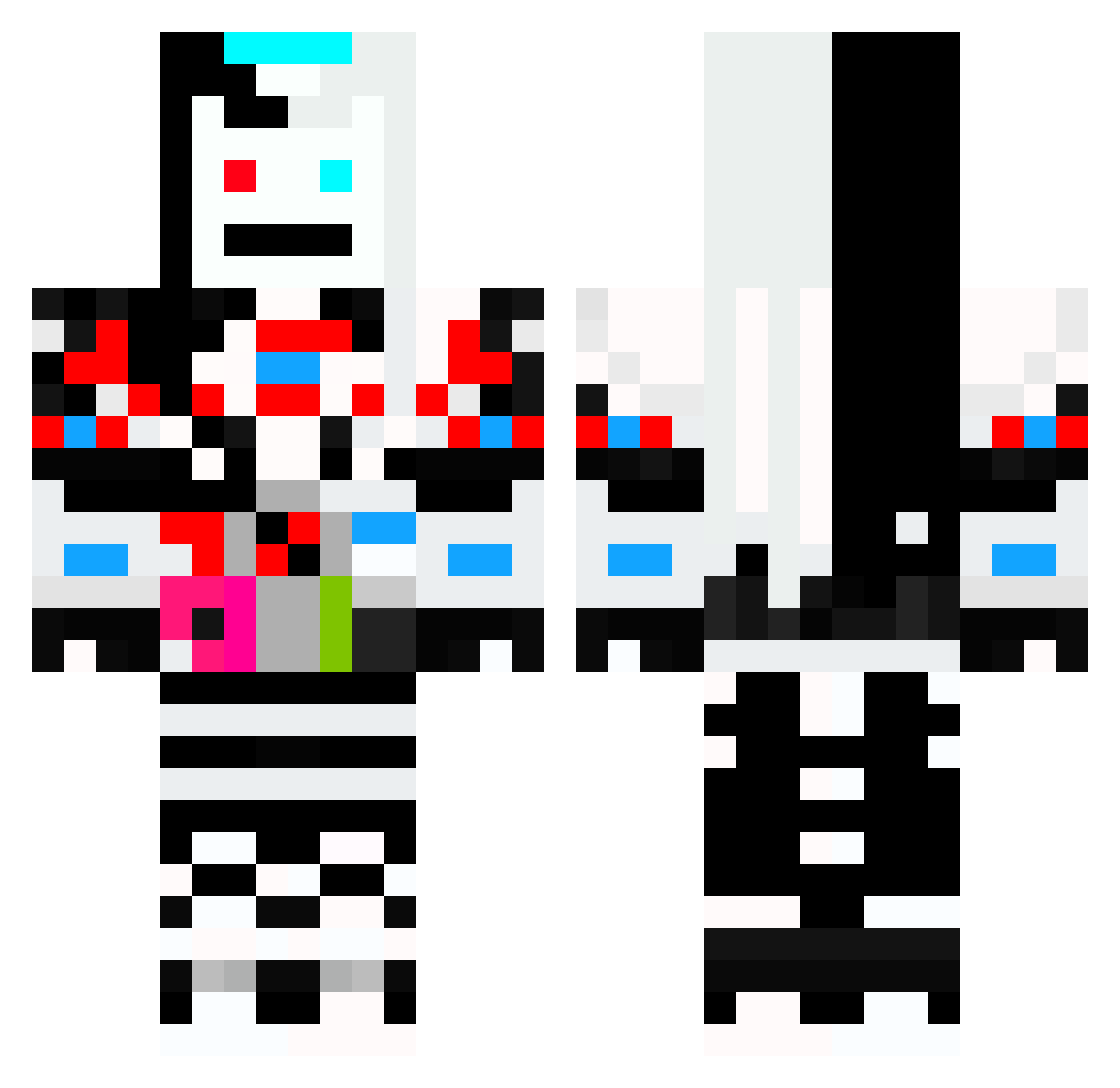 tedle Minecraft skin, front and back view