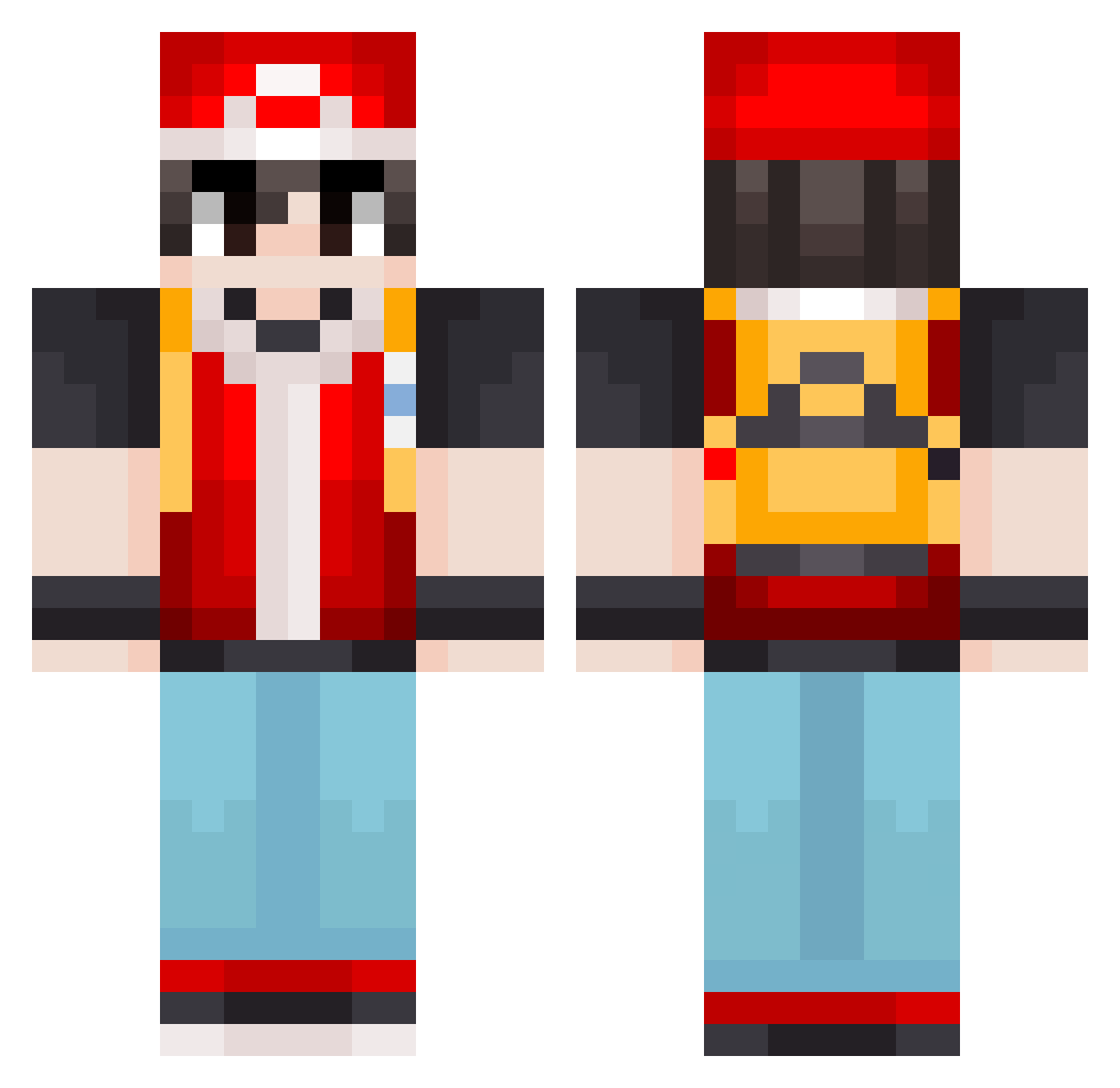 Tricacks Minecraft skin, front and back view