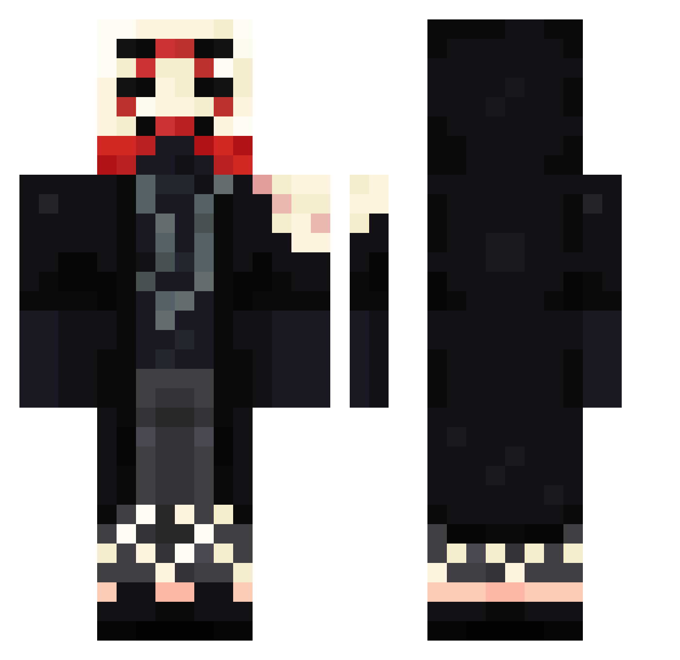Grimrim Minecraft skin, front and back view