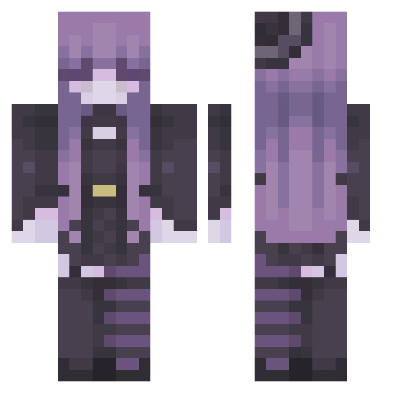 QueenNecromancer Minecraft skin, front and back view