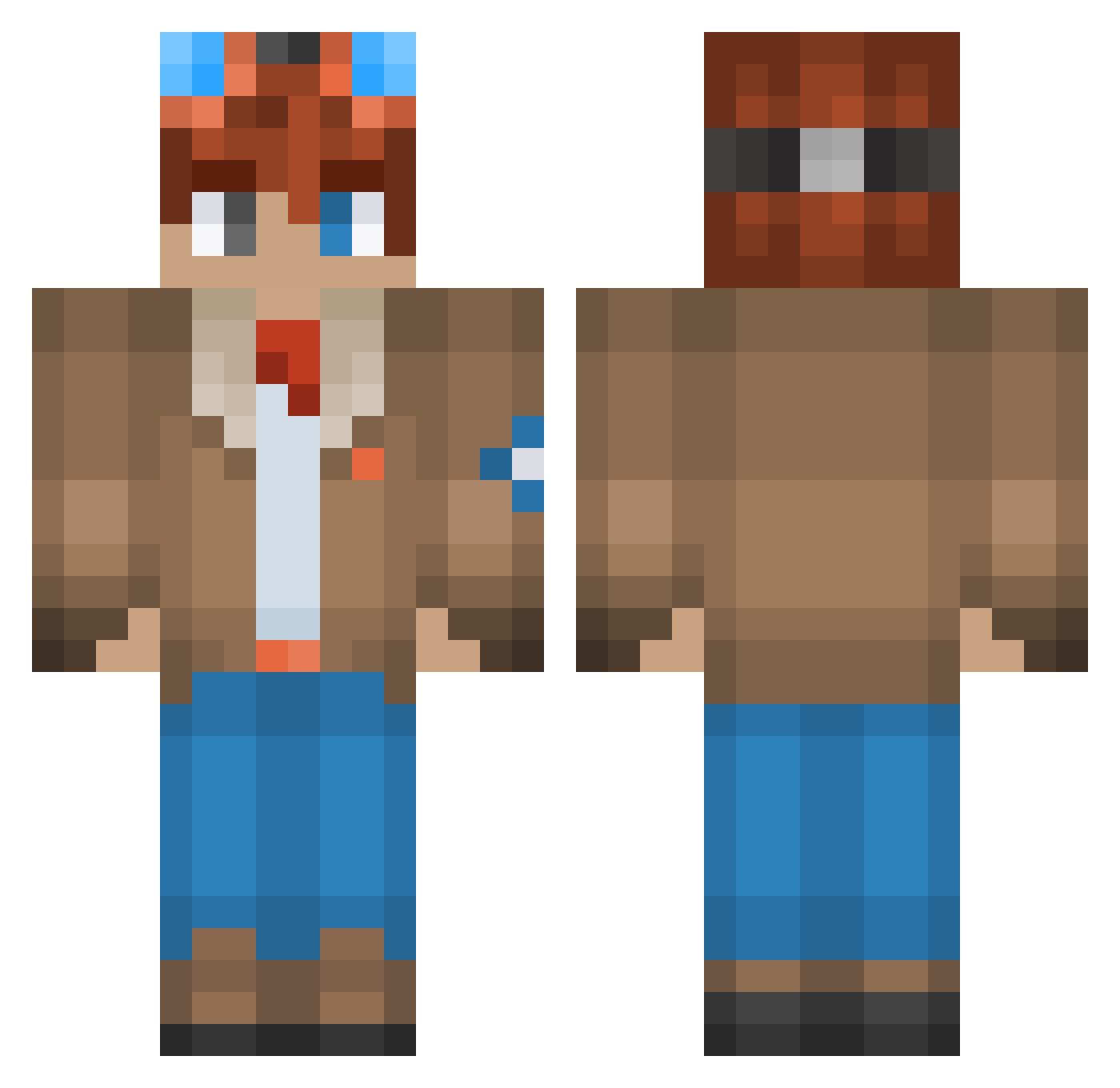 WoodsidePuppies Minecraft skin, front and back view