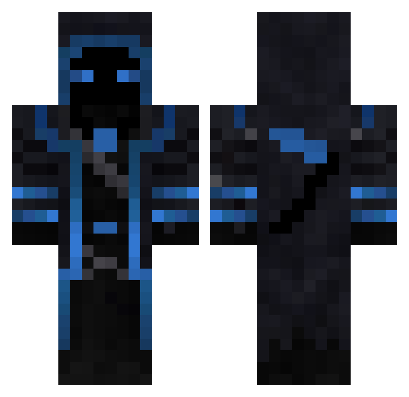 Incompleted Minecraft skin, front and back view