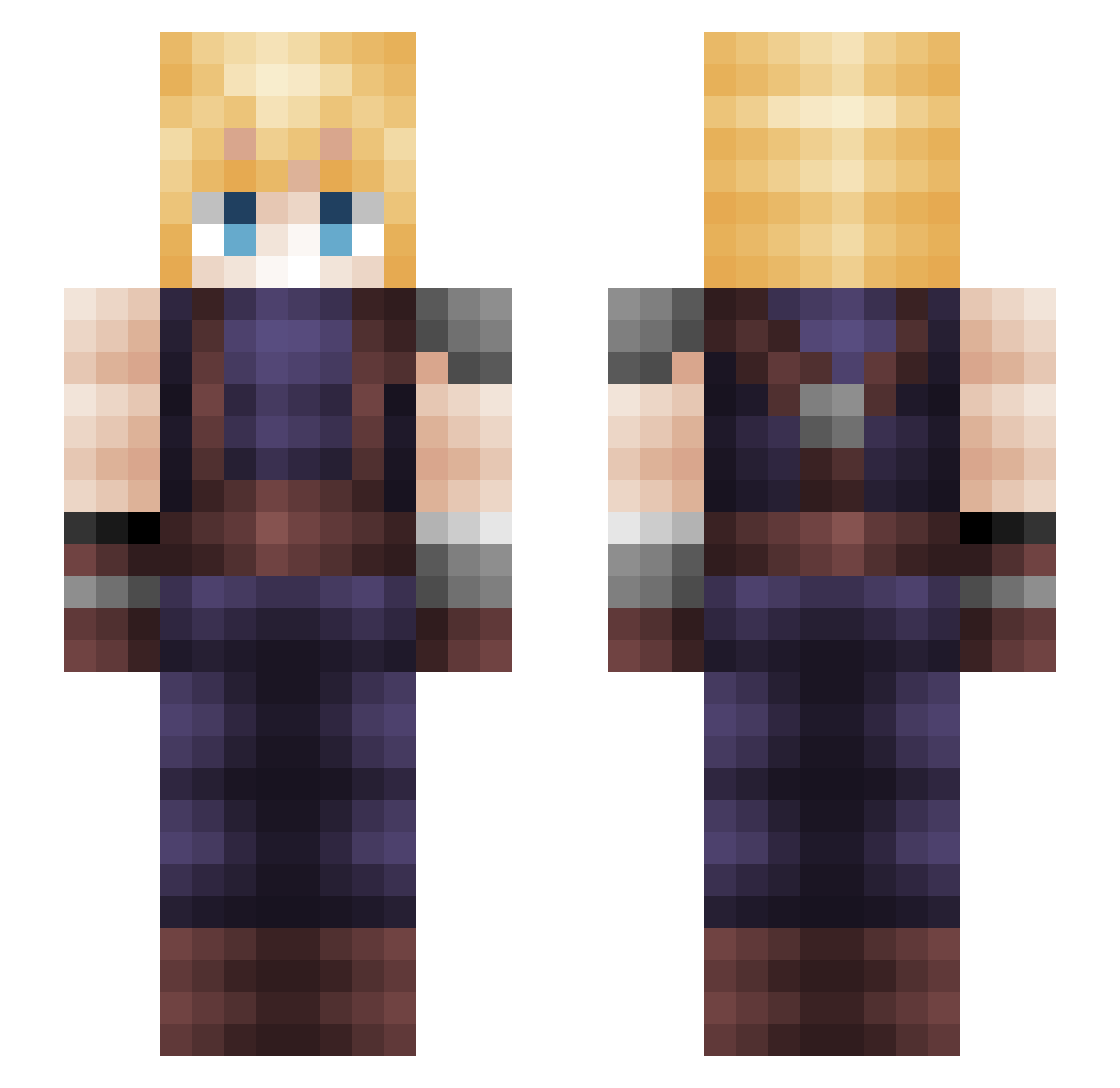 Zer0nay Minecraft skin, front and back view