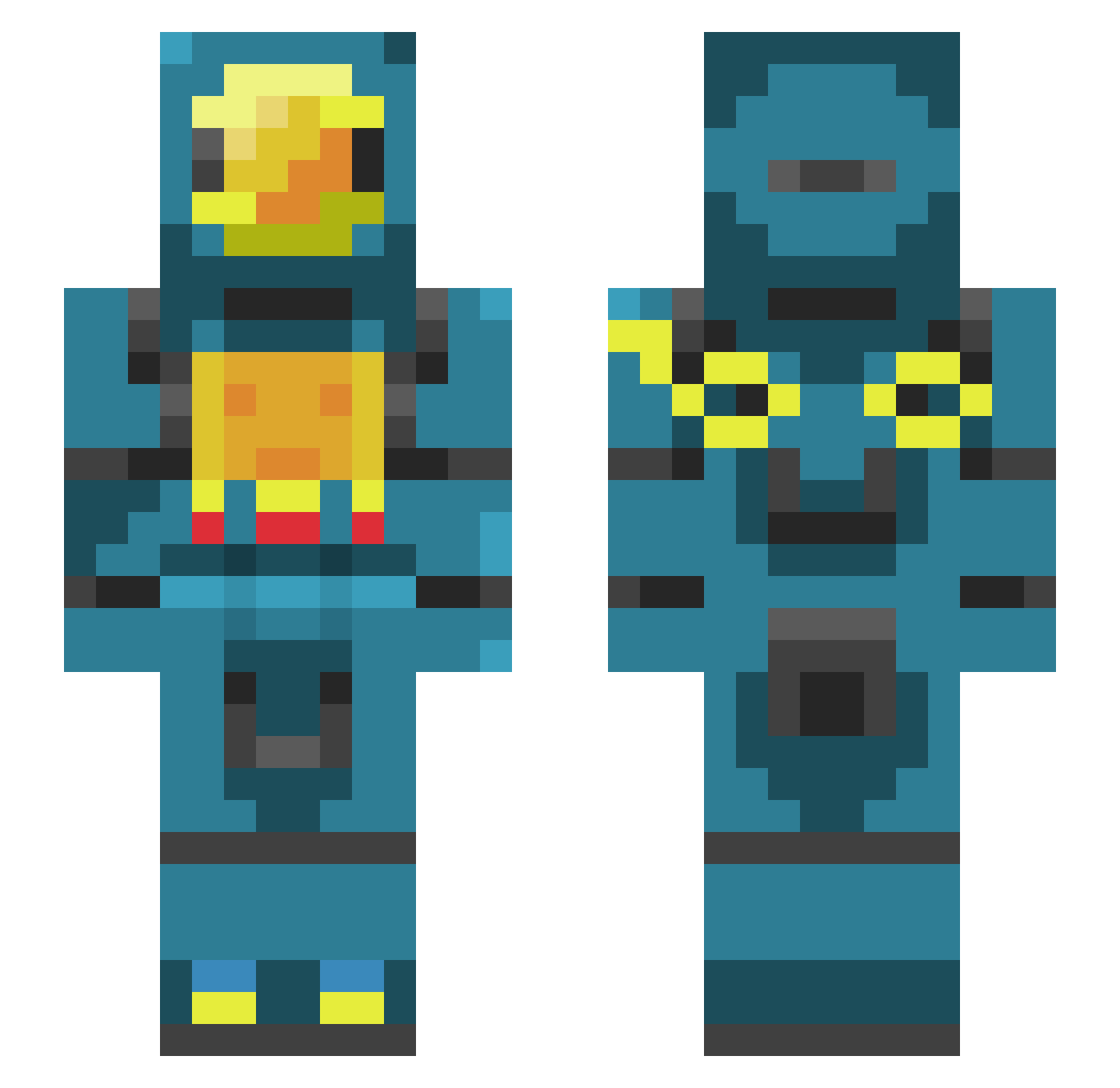 RealDirty Minecraft skin, front and back view
