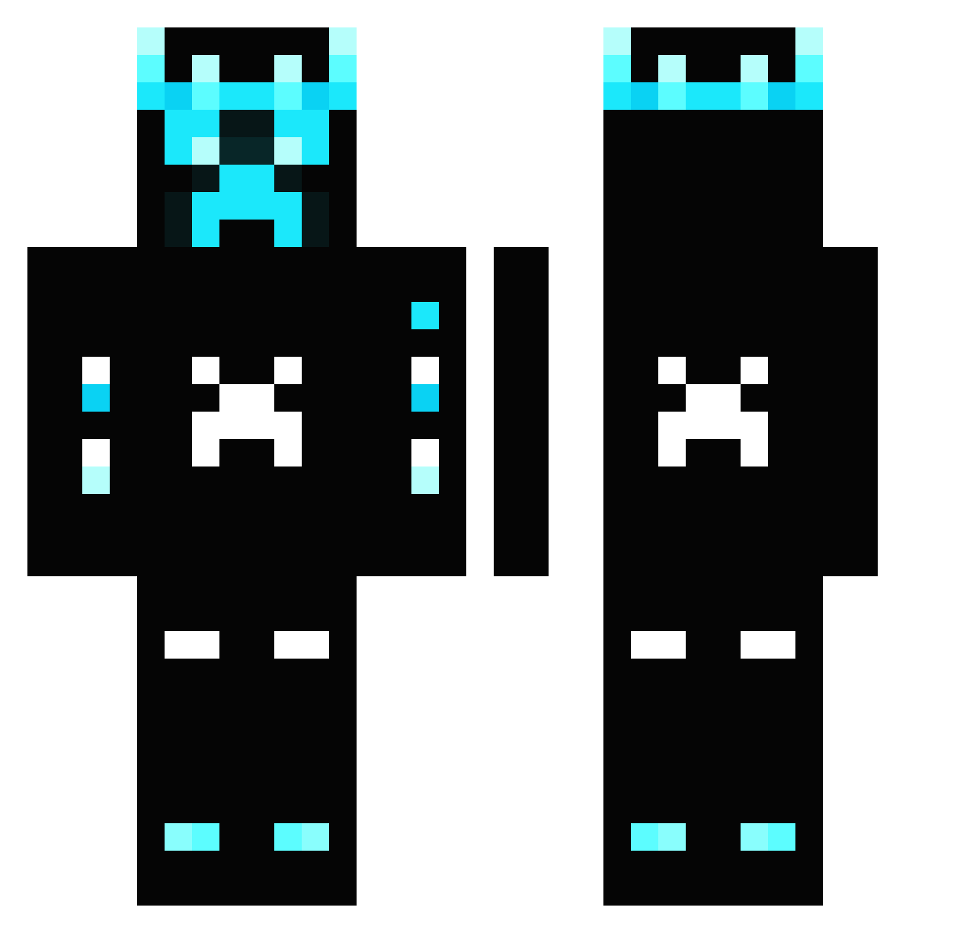 ElectroDL Minecraft skin, front and back view