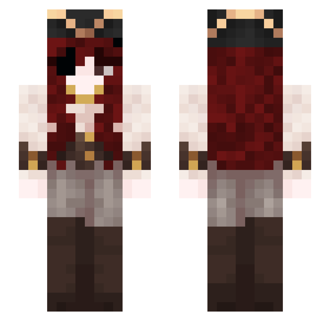 StrawberryMilkXD Minecraft skin, front and back view