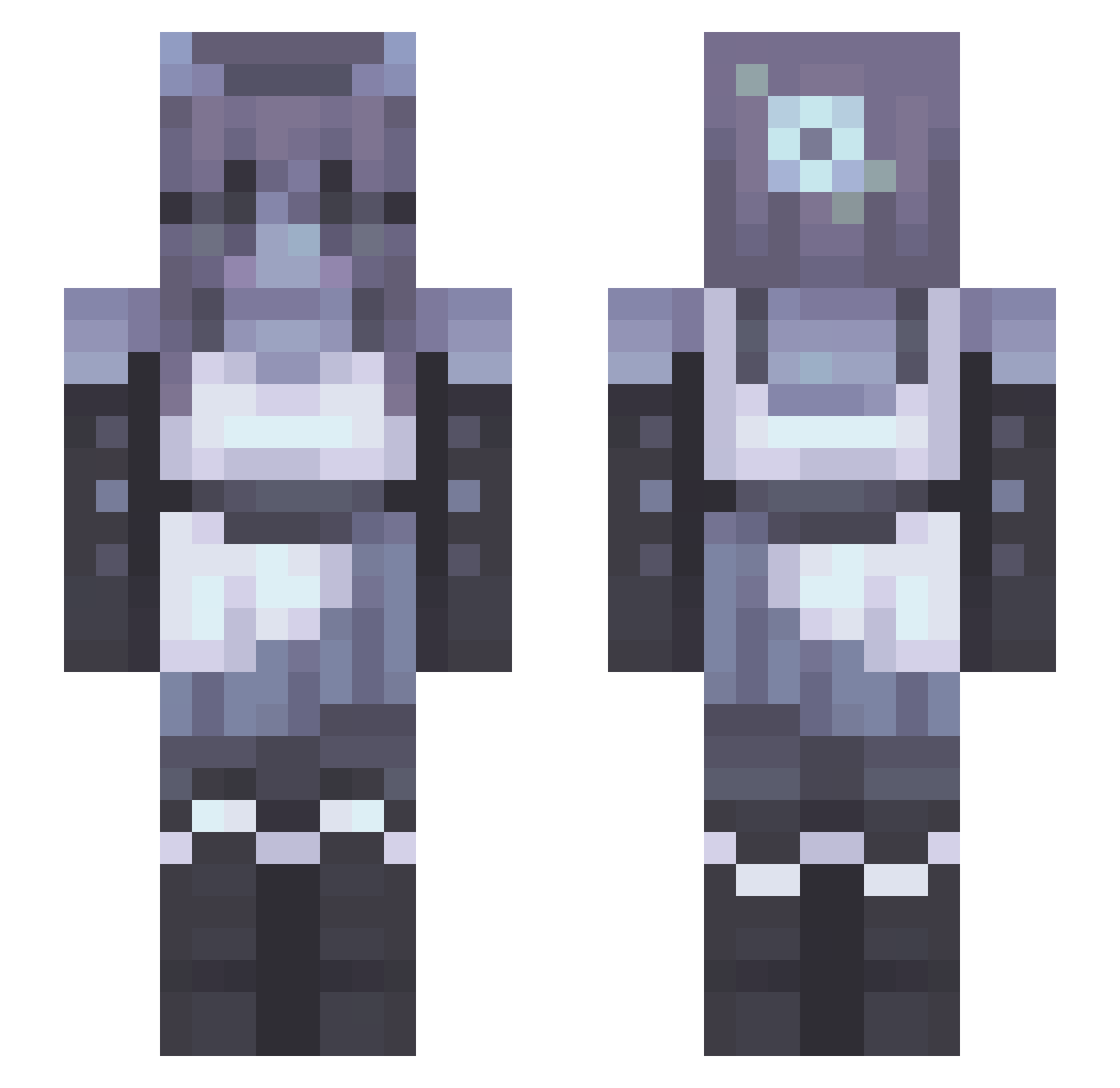 SkyTheFur Minecraft skin, front and back view