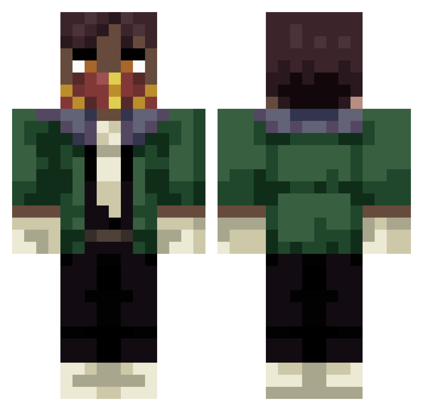 XxSkell Minecraft skin, front and back view