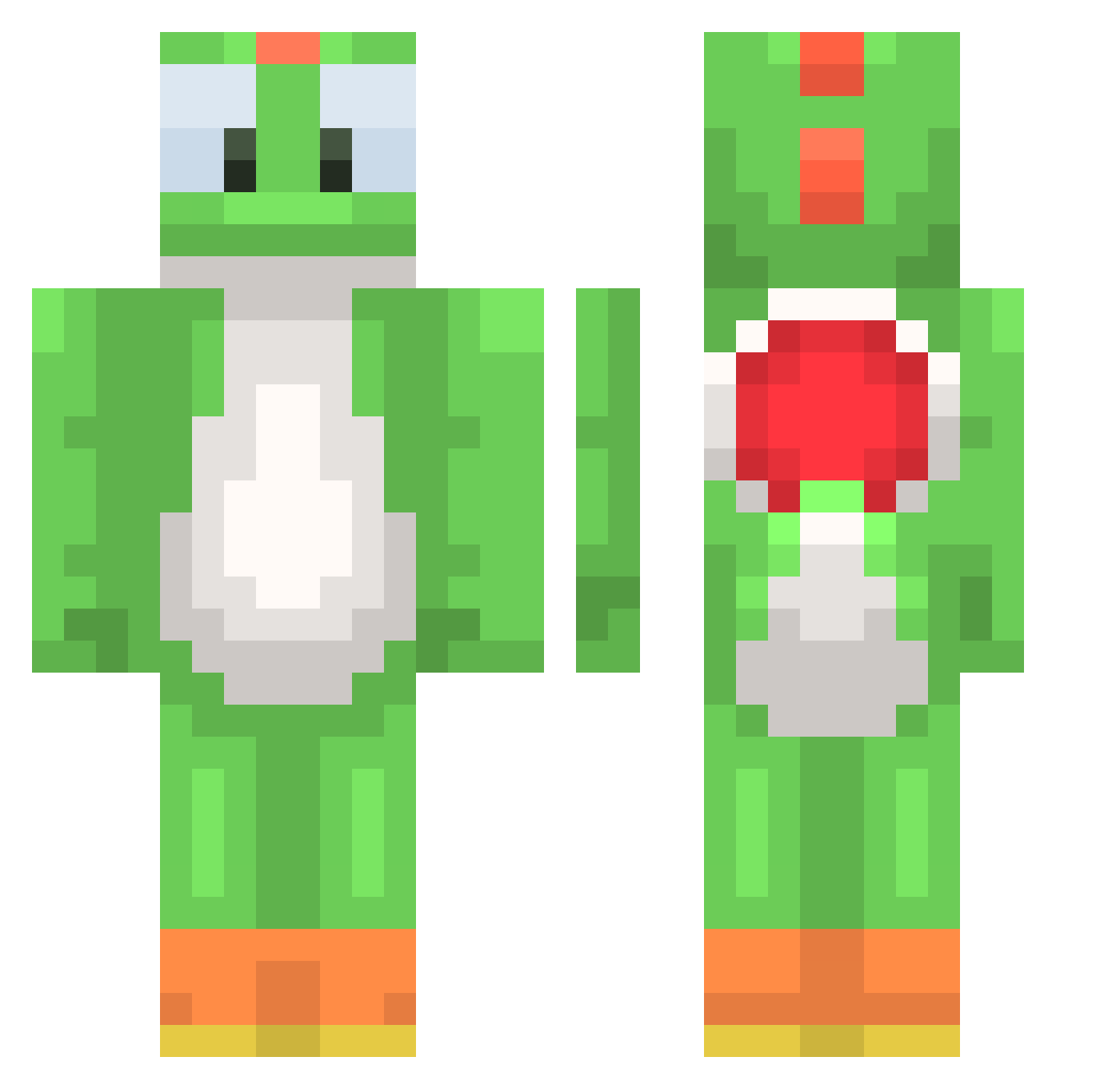 SorkMobileK Minecraft skin, front and back view