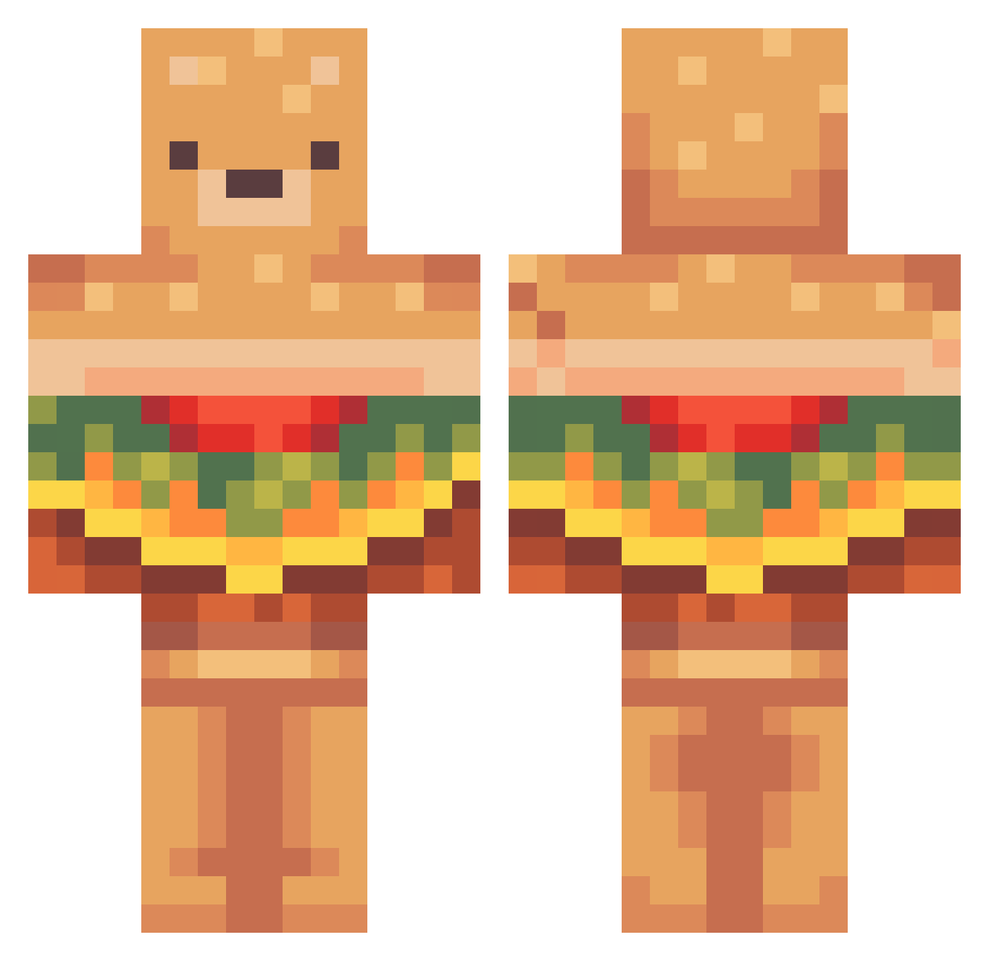 OrangeX_ Minecraft skin, front and back view