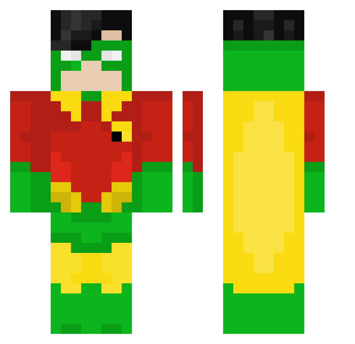 MrSilentCheese Minecraft skin, front and back view